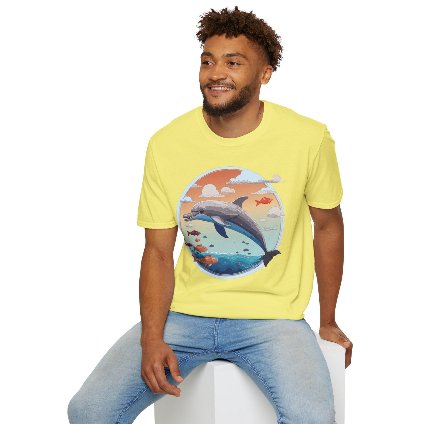 Dolphin Shirt Unisex Gildan Softstyle Cotton Tee For Men Women Dolphin Fish Animal Shirt