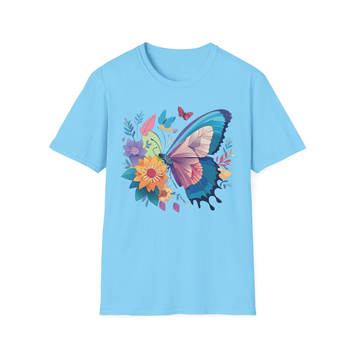 Watercolor Butterfly Floral Graphic Design Unisex 100 Cotton Gildan T-Shirt