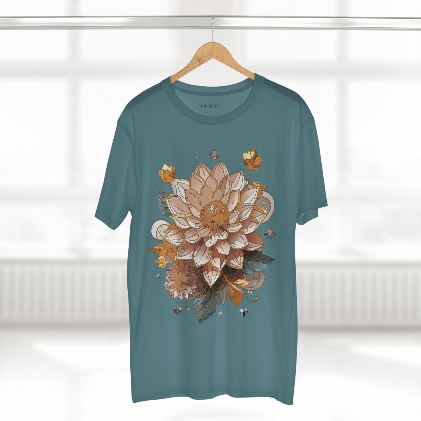 Floral Graphic T-Shirt Unisex 100 Cotton Art Design with Antique Flowers Tee 9