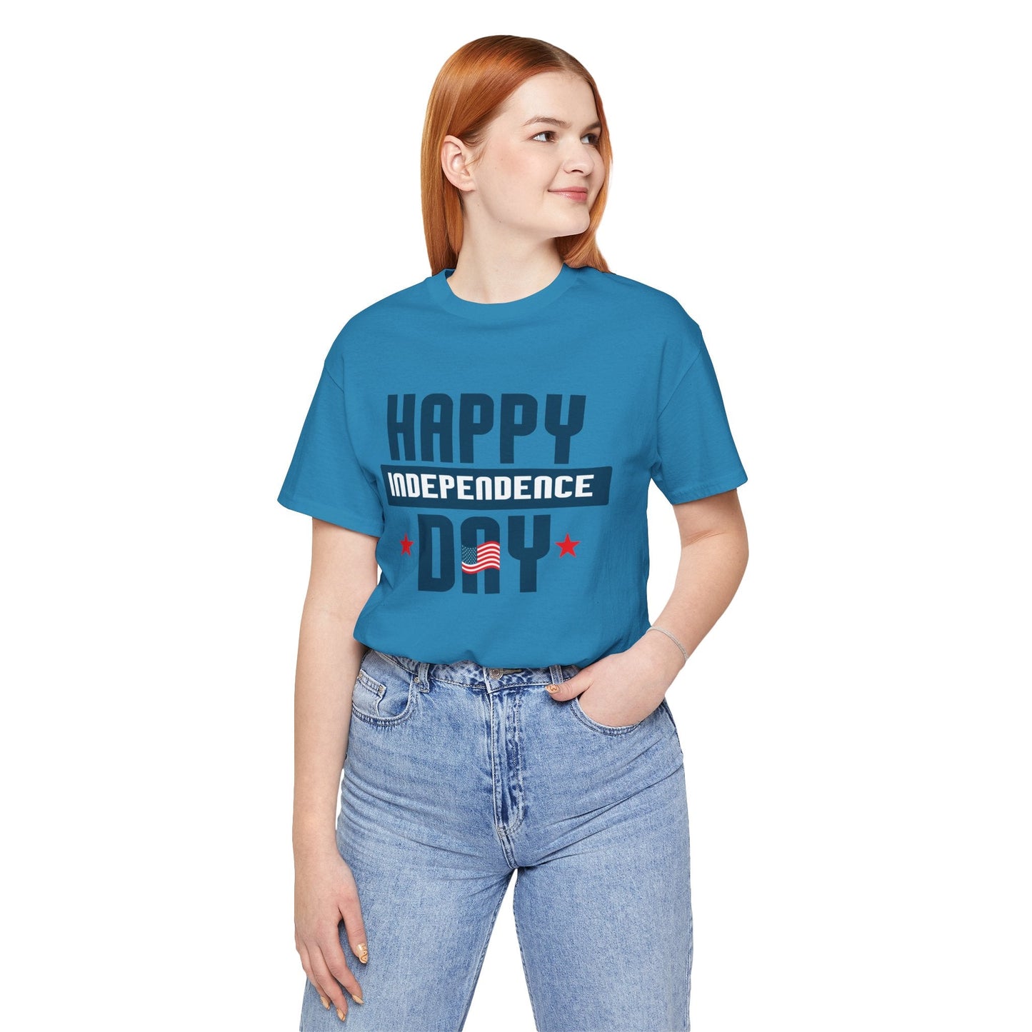Happy Independence Day Graphic Unisex Cotton T-Shirt 017