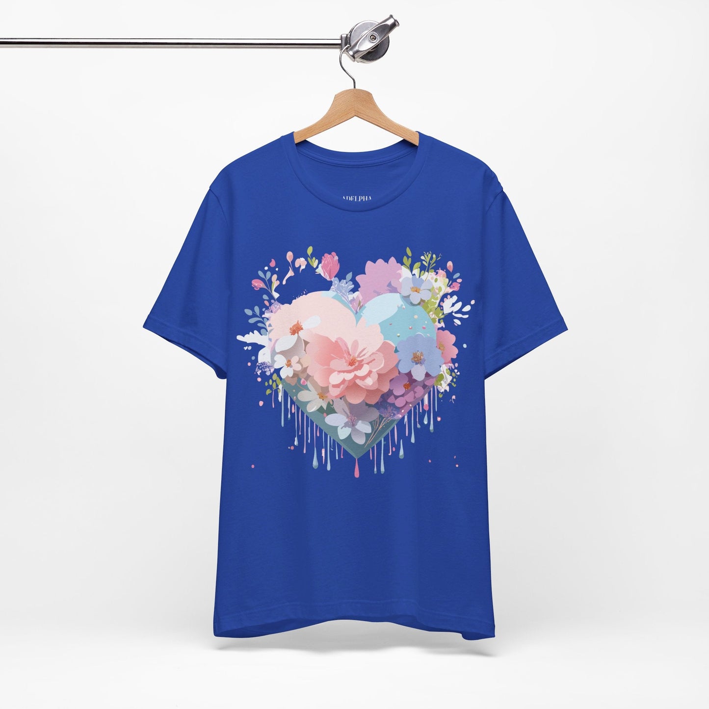 Valentine Day Graphic Unisex 100 Cotton Vintage Artwork with Love and Flower Design Tee 32