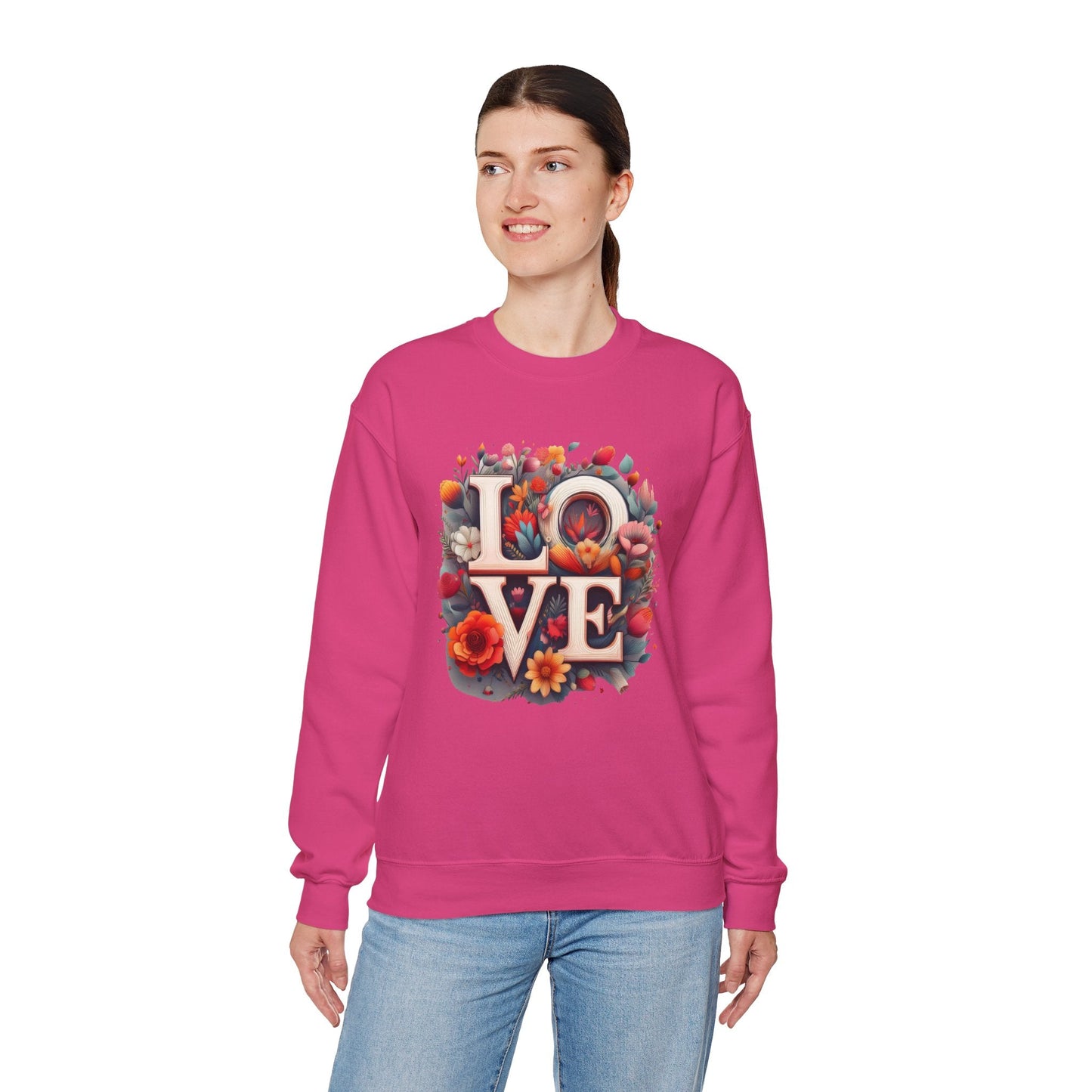 Floral Love Valentines Day Sweatshirt Unisex Crewneck Love Flower Gift Idea Cozy Everyday Wear