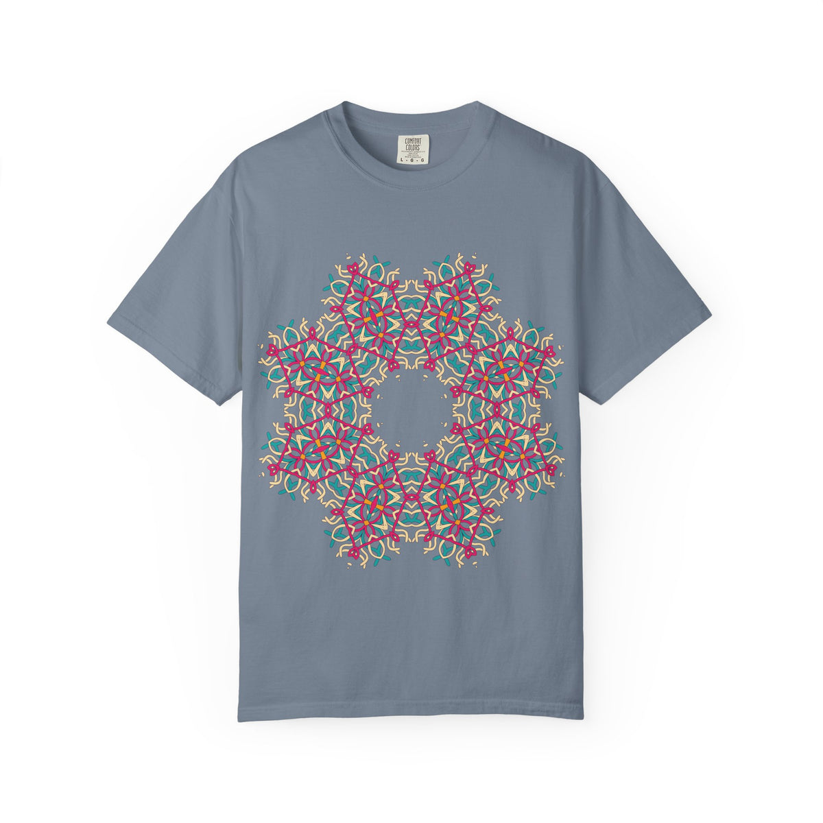 Unisex Garment Dyed Cotton T-Shirt with Mandala Graphic Design