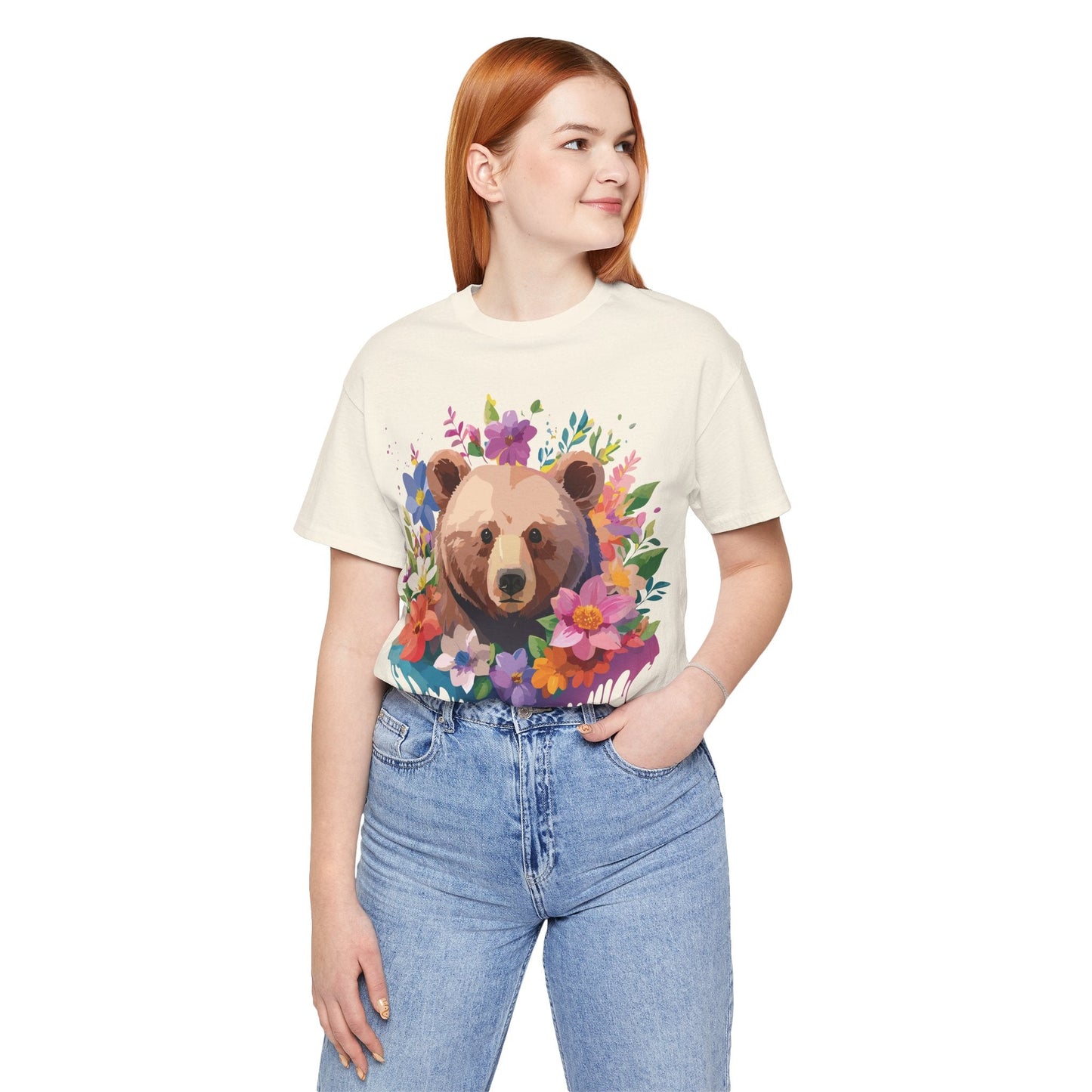 Bear Graphic Unisex 100 Cotton Short Sleeve Art Design Vintage T-Shirt 4