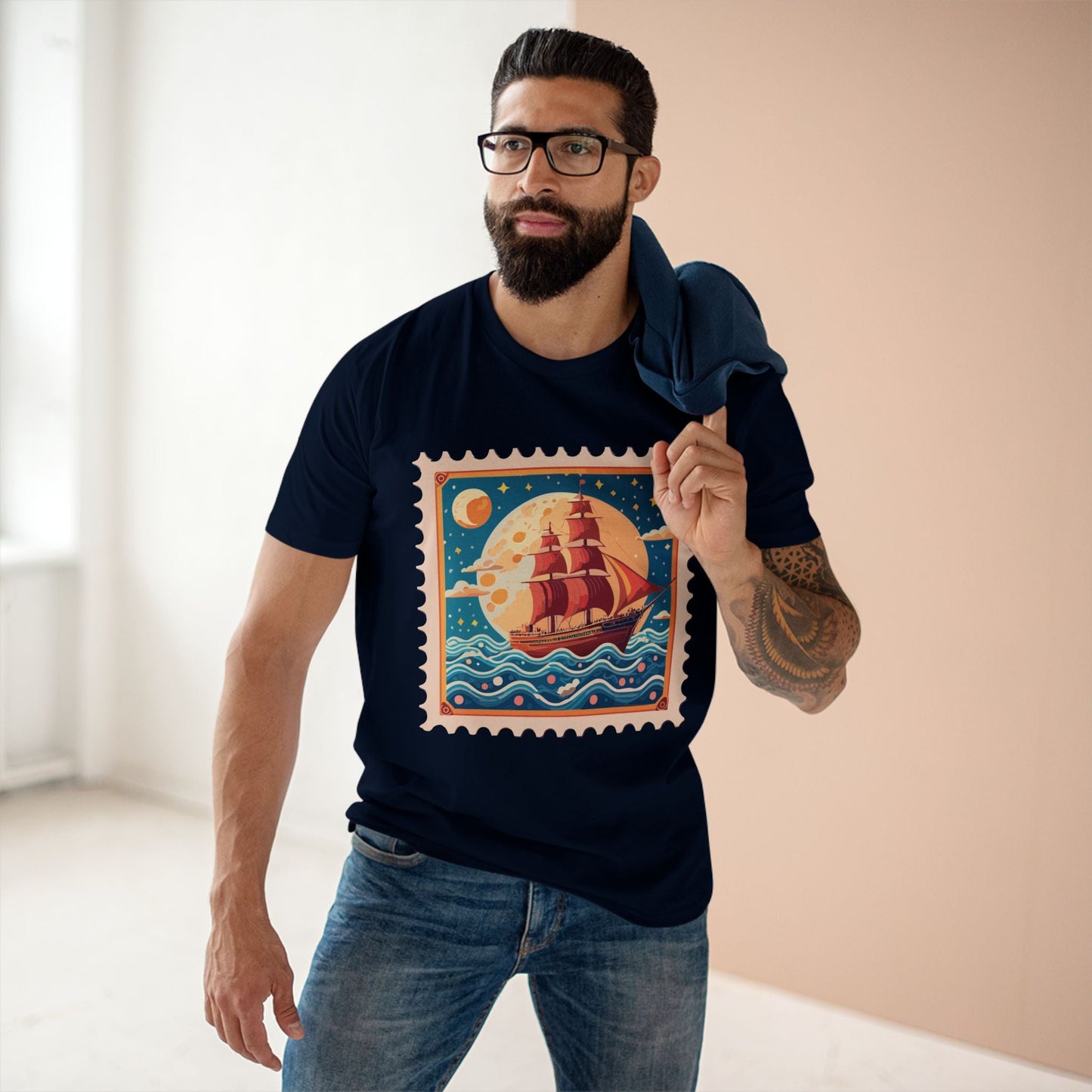 Stamp Shirt Postage Stamp Shirt Unisex Premium Cotton Tee Retro2Nova Original Art Design