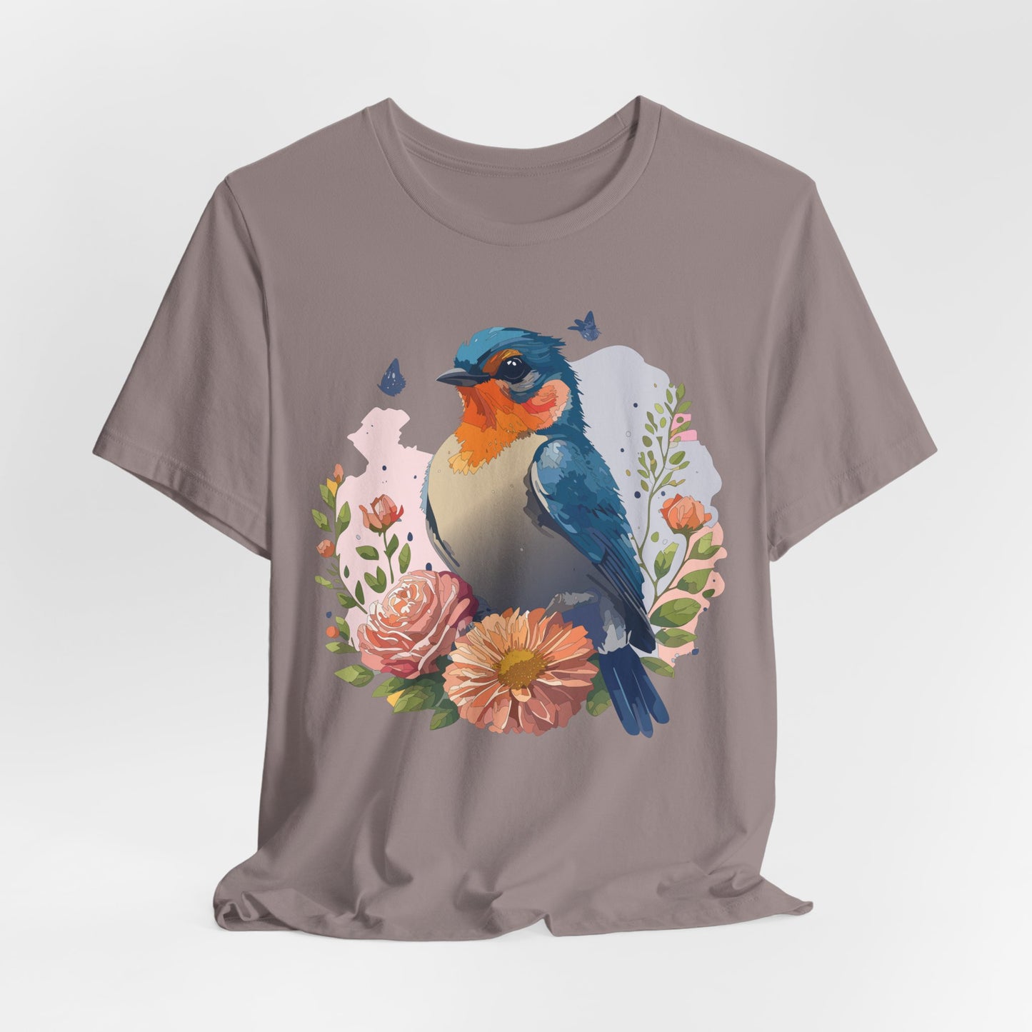 Floral Bird Tee, Animal Shirt, Bird Shirt, Floral Tee, Flower T-shirt, T-Shirt with Animal