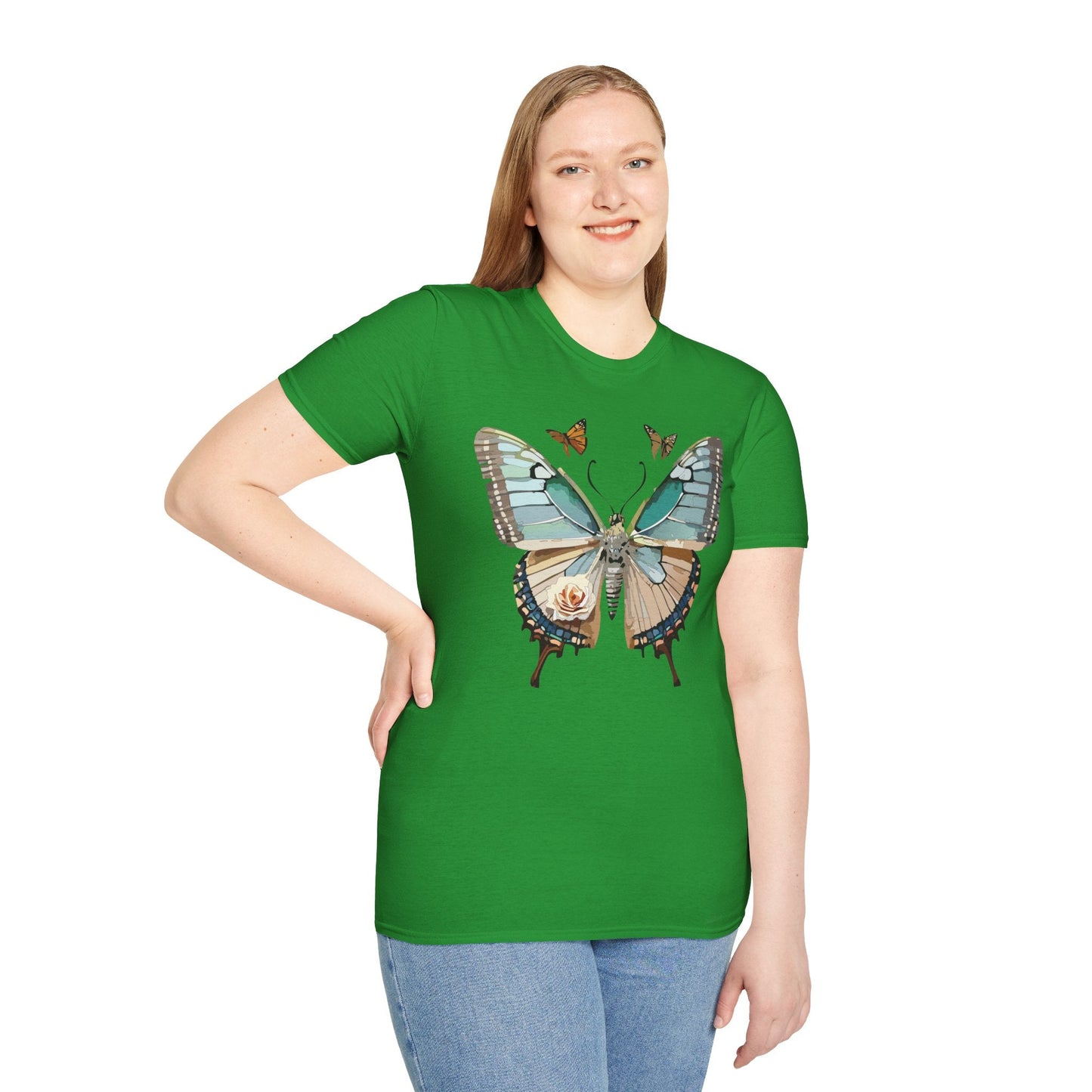 Butterfly Shirt Unisex T Shirt Monarch Print Softstyle Premium Gildan 64000 Cotton Tee