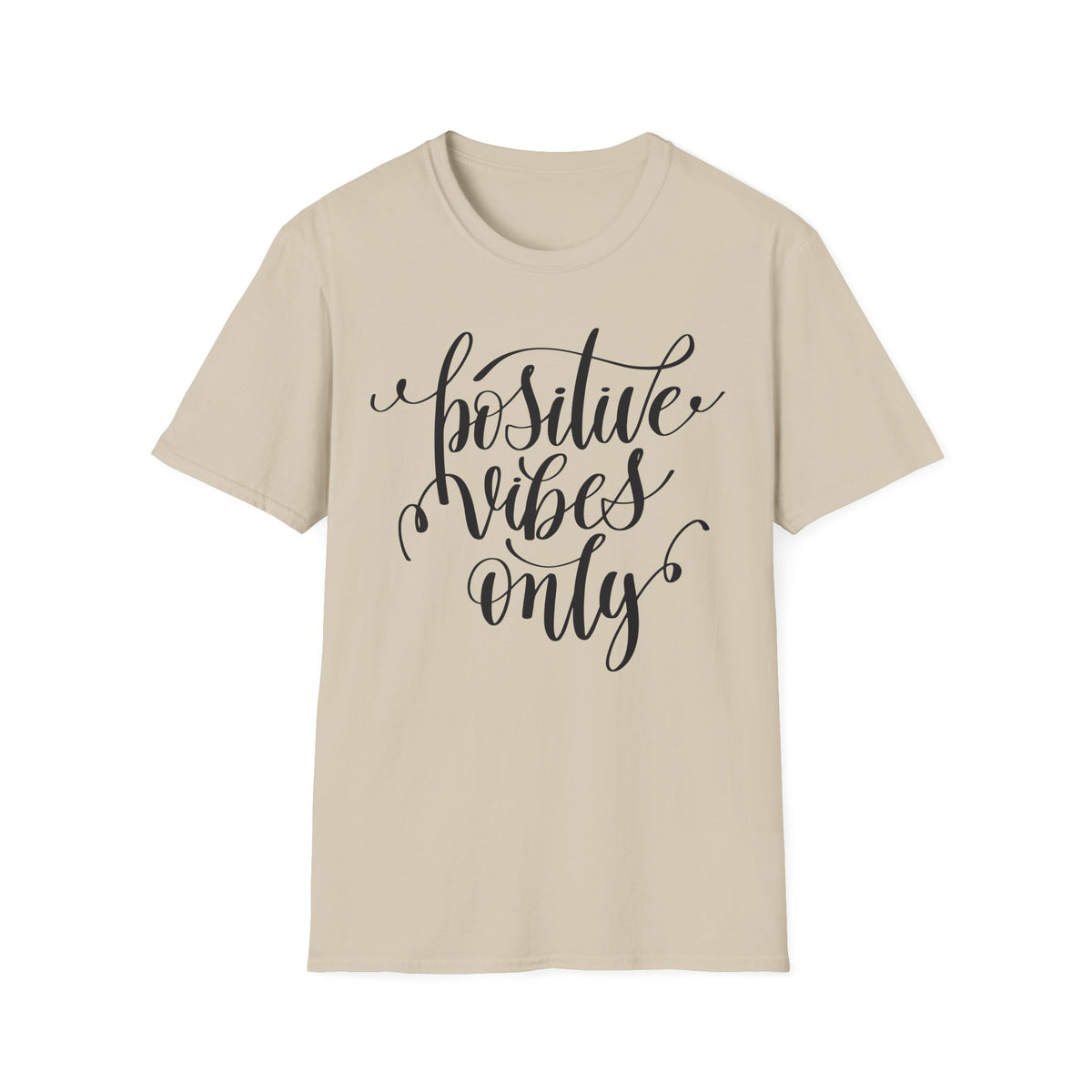 Positive Vibes Only T-Shirt Unisex Cotton Short Sleeves Handlettered Inspirational Tee