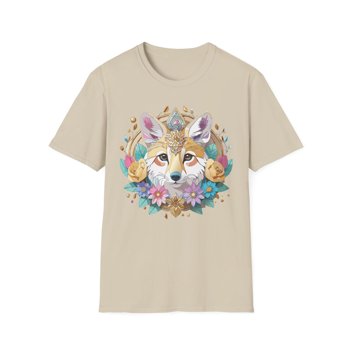 Boho Fox Face T-Shirt | Floral Mandala Fox Tee