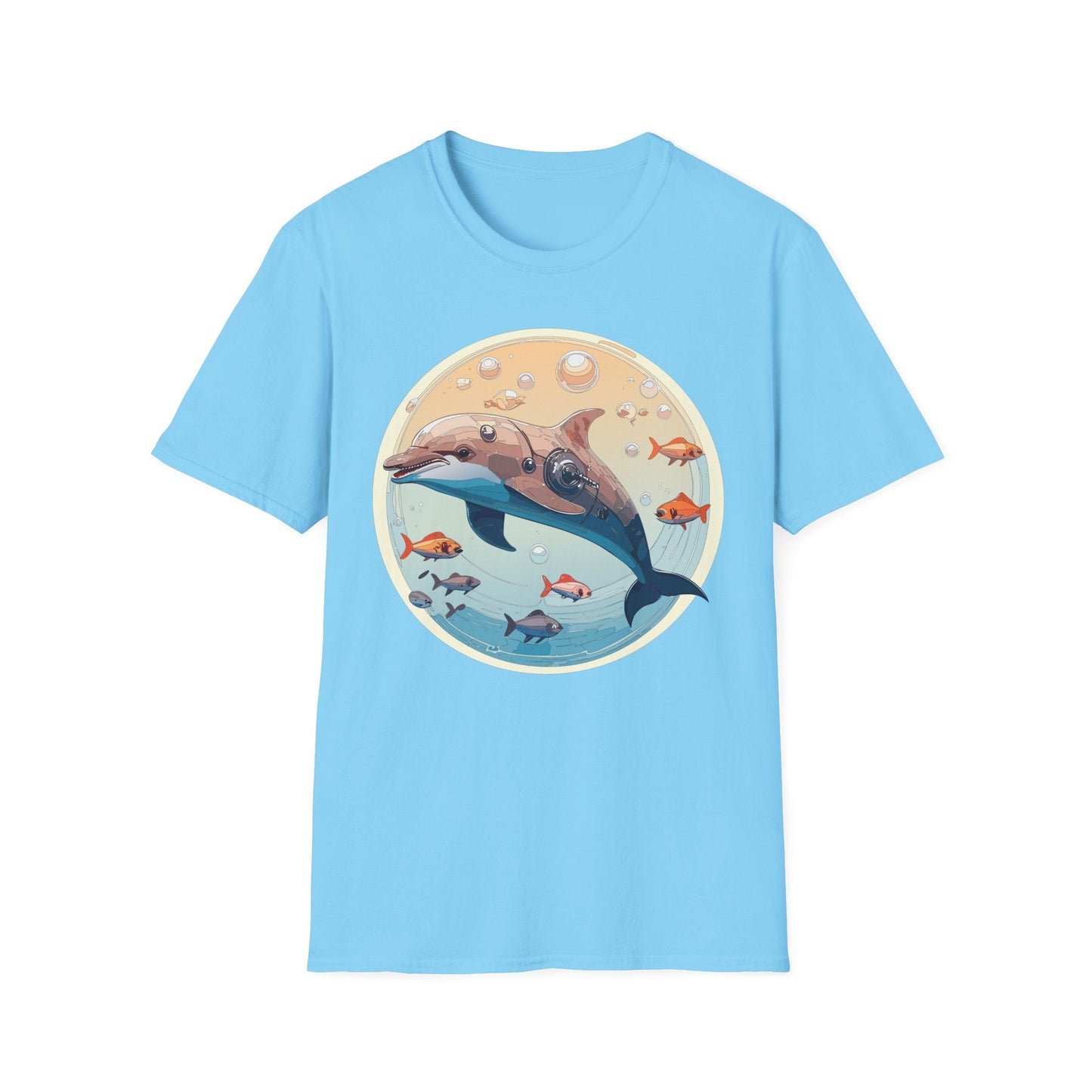 Dolphin Shirt Unisex Softstyle Tee 100 Percent Ring Spun Cotton Breathable Gildan 64000