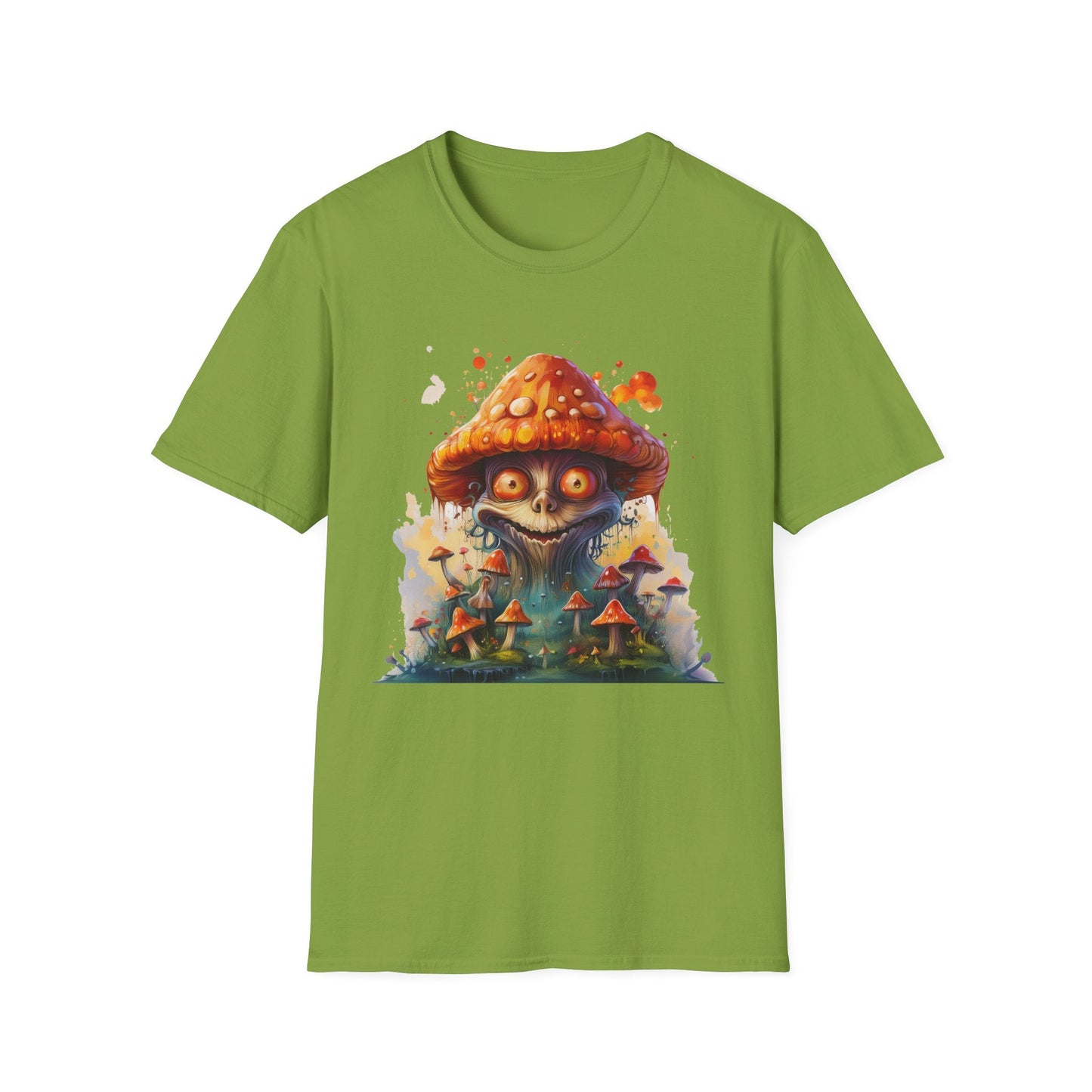 Funny Mashroom Tee Shirt Unisex Softstyle Cotton Art Design with Fungus Graphic Artwork Theme