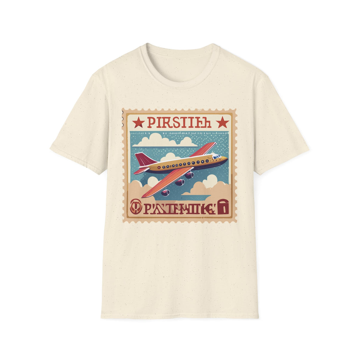 Vintage Airplane Stamp design T-Shirt | Retro Travel Plane Graphic Tee