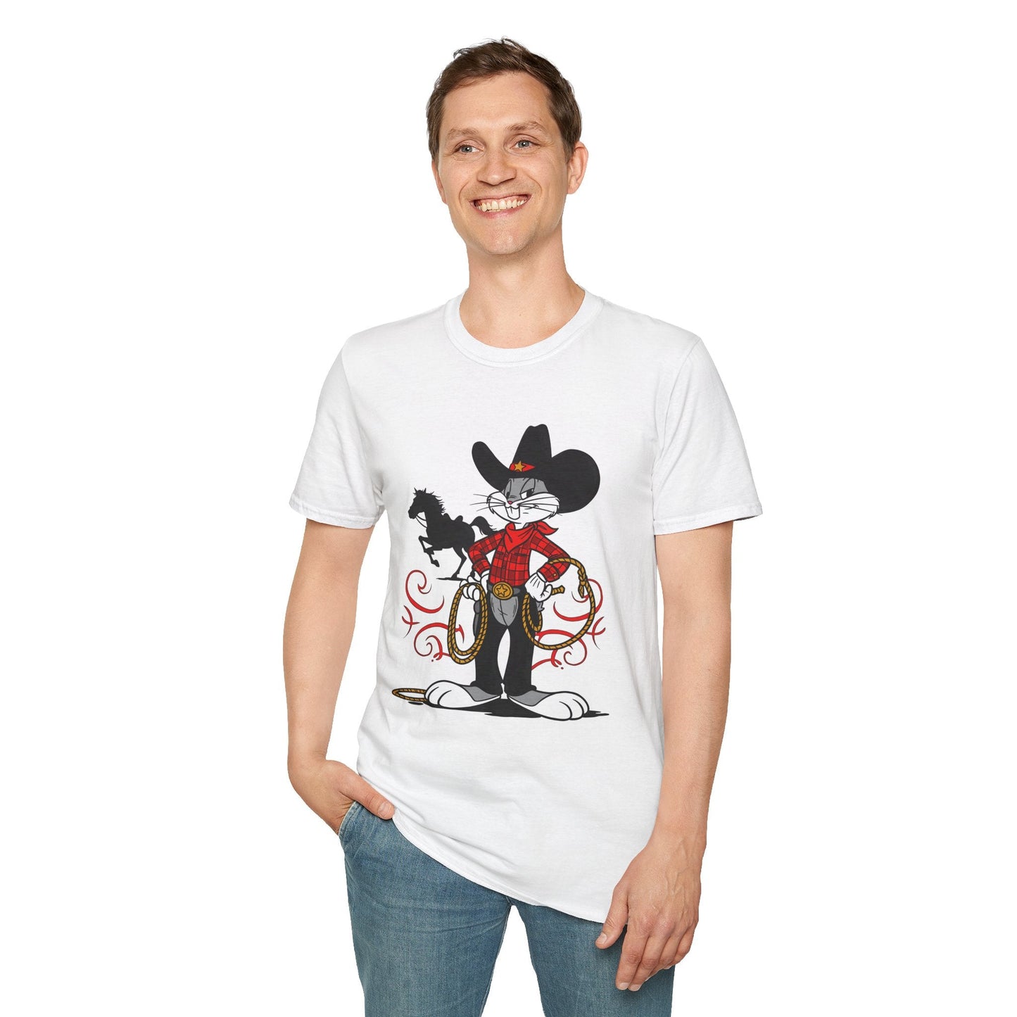Bugs Bunny T Shirt Unisex Cartoon Tee Softstyle 64000 100 Percent Ring Spun Cotton