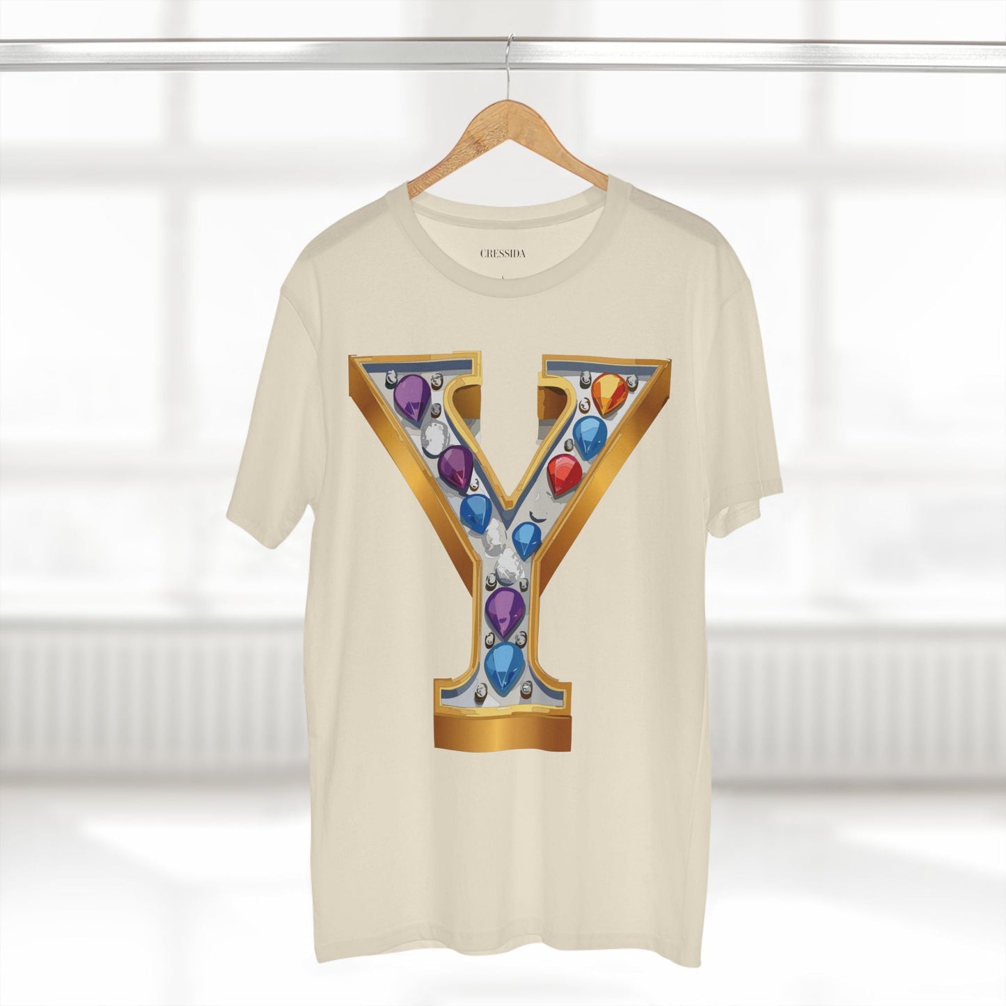 Letter Y Graphic Design Tee Unisex 100 Cotton With Antique Gold Letters Artwork T-Shirt