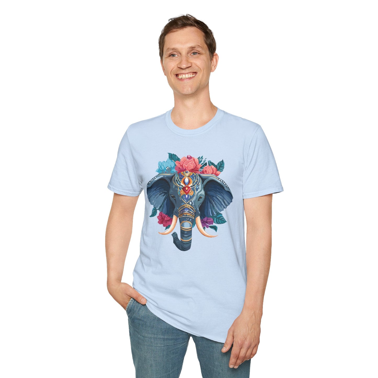 Elephant T Shirt Unisex Softstyle Tee Gildan 64000 100 Percent Ring Spun Cotton Fabric