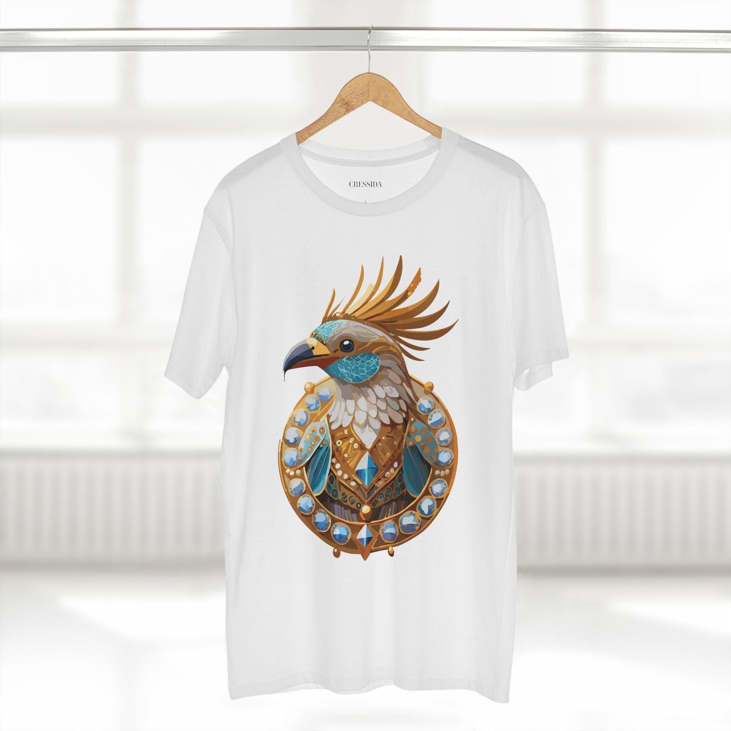 Bird Graphic Unisex 100 Cotton Tee With Unique Animal Golden Medallion Art Design 23