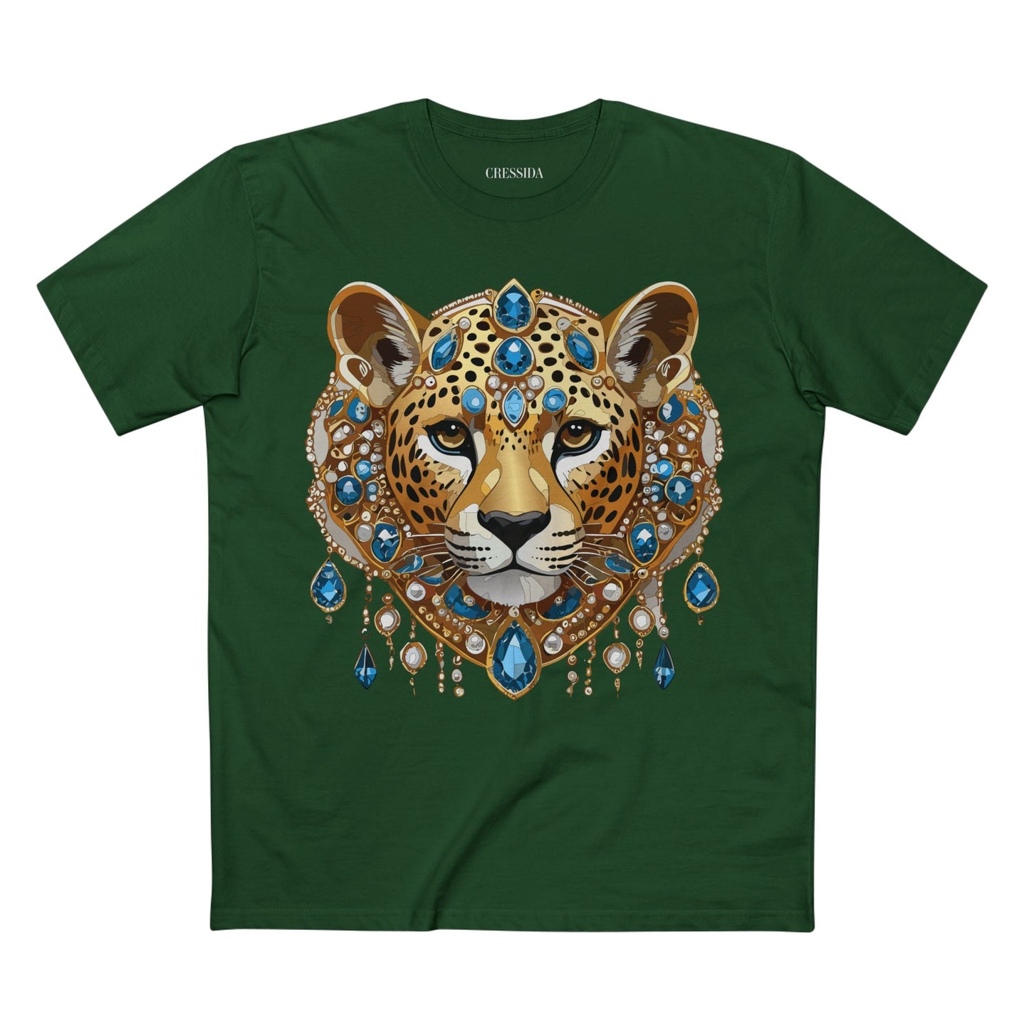 Cheetah Graphic Unisex 100 Cotton Tee With Unique Animal Golden Medallion Art Design 46