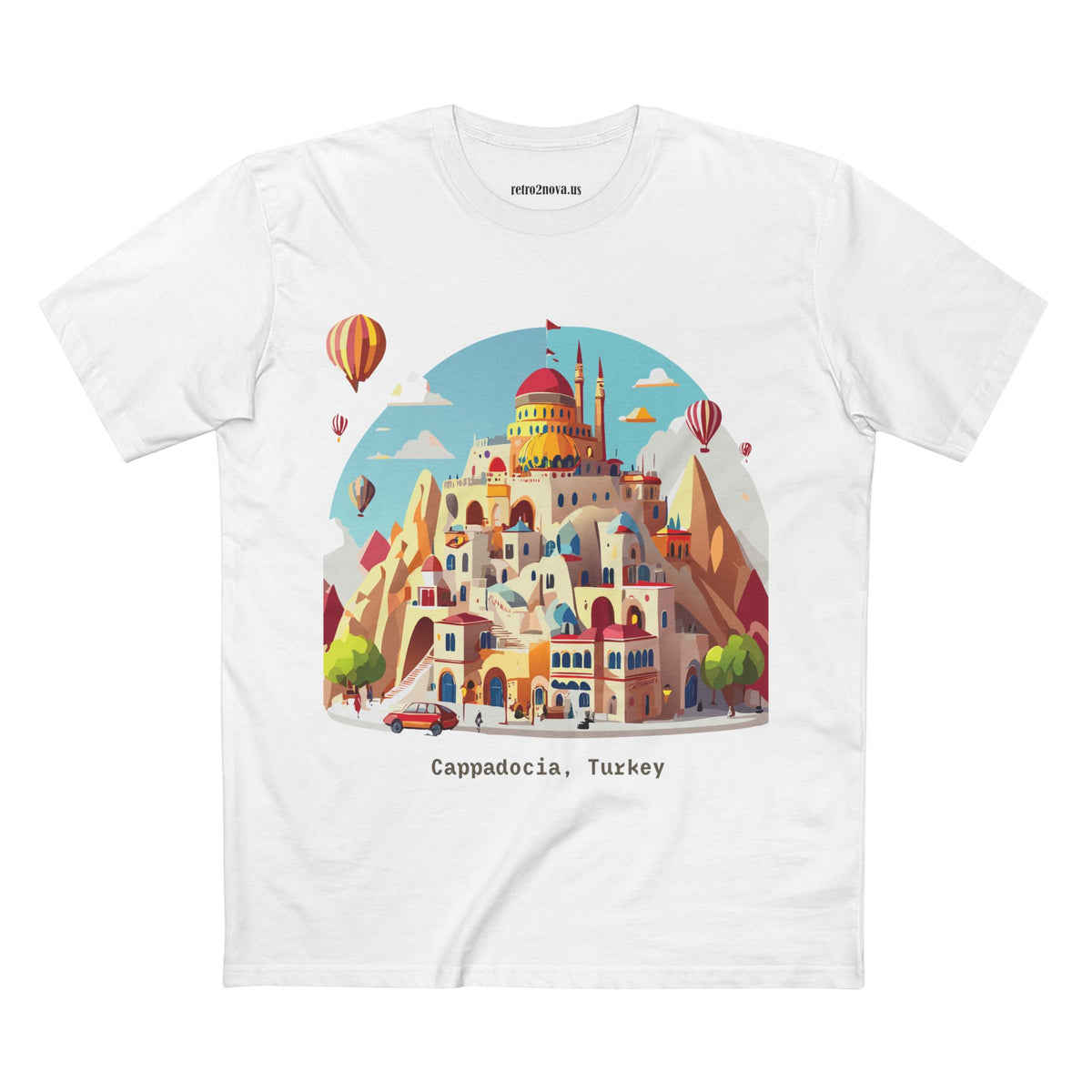 Cappadocia Cartoon Landscape T-Shirt | Turkey Hot Air Balloons