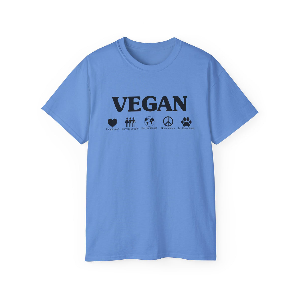 Vegan Icons Tee | Heart, People, Earth, Peace, Paw Symbols