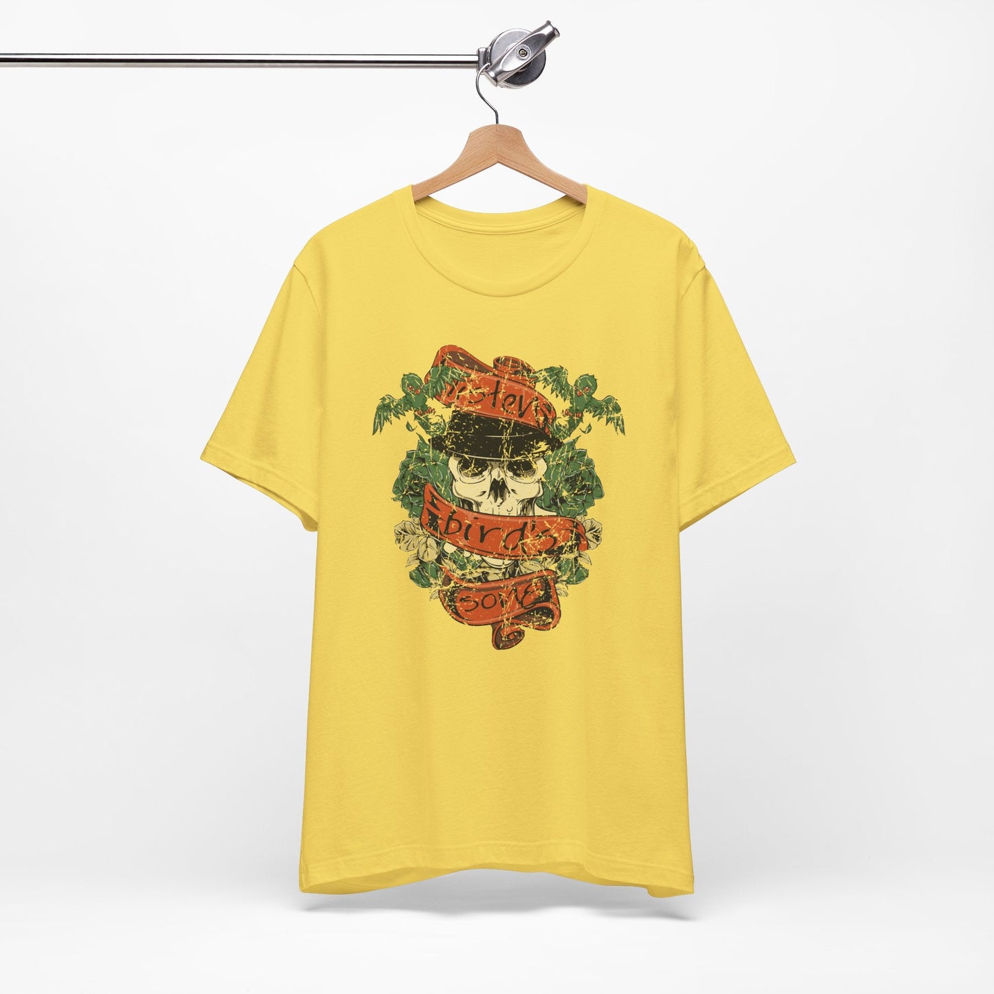 Skull Floral Tattoo Style Graphic Design Unisex Cotton T-Shirt Art-38