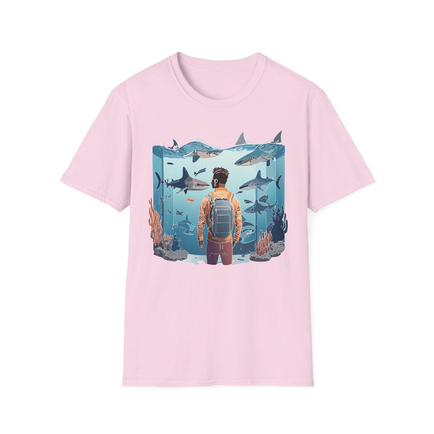 Ocean Themed Unisex Short Sleeve Tee Gildan Softstyle 64000 Ocean Inspired Art Design