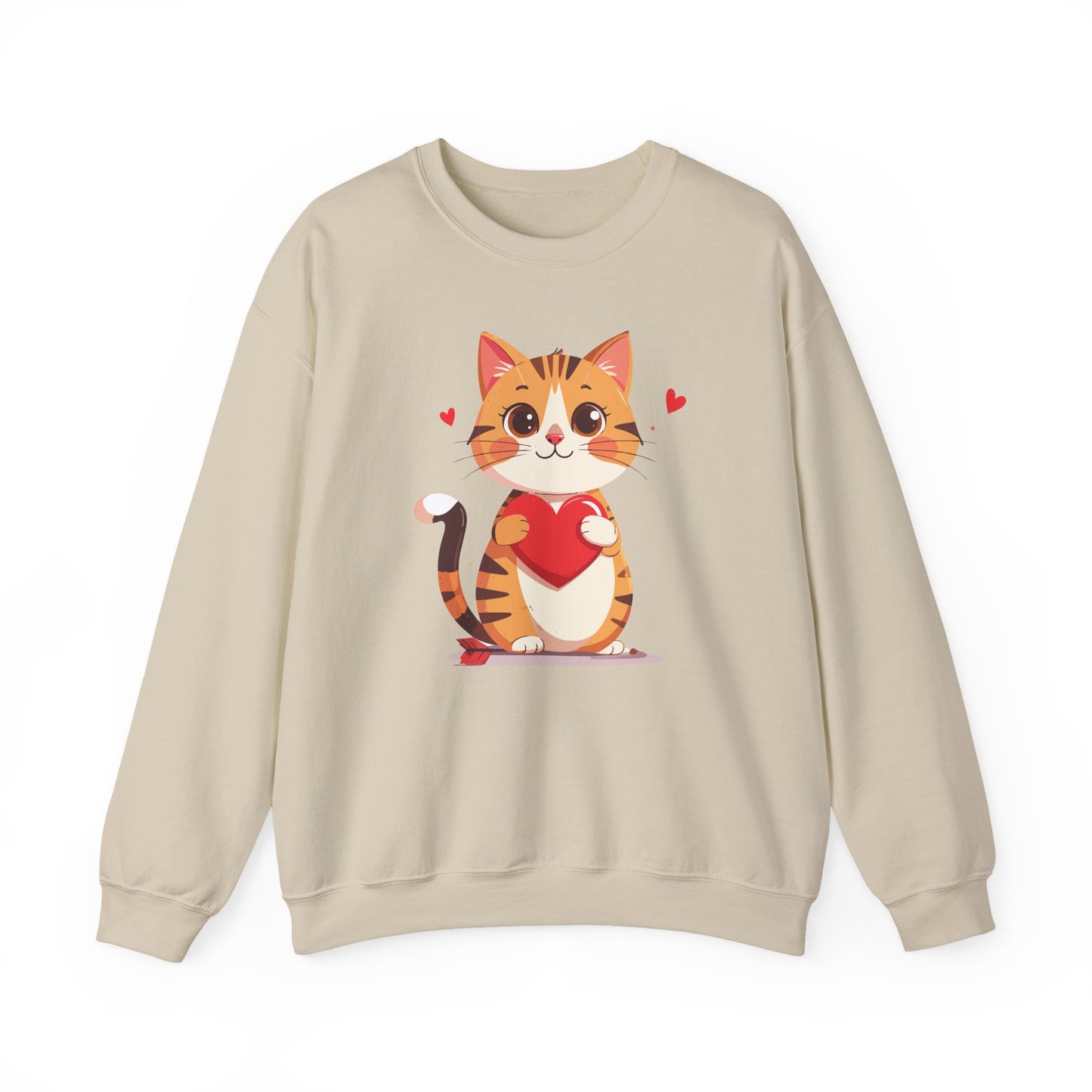 Cat Heart Sweatshirt, Heart Sweatshirt, Cat Sweatshirt, Valentine's Day Sweatshirt, 50/50 Cotton-Poly Animal Sweatshirt 103