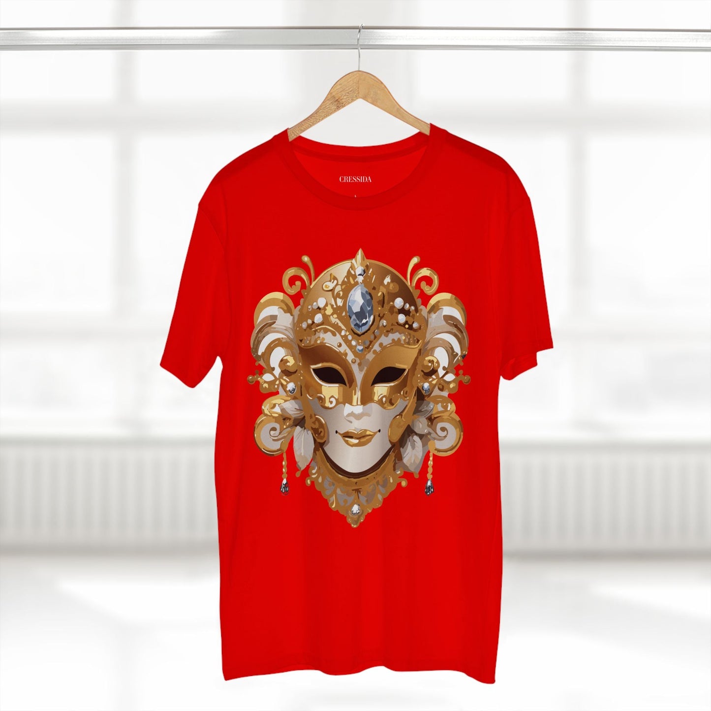 Carnival Mask Graphic T-Shirt Unisex 100 Cotton With Antique Gold Art Design Tee 23