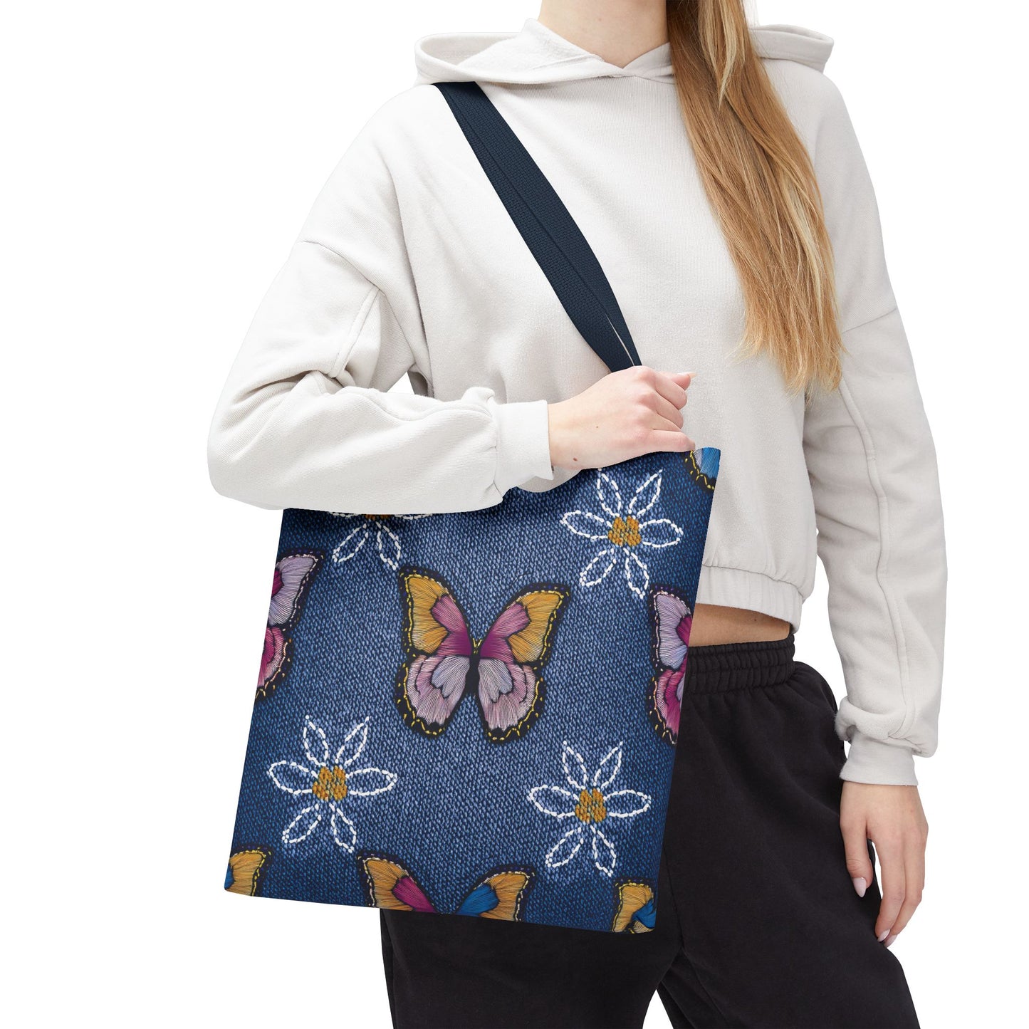 Denim Fabric Imitation Print Unisex Canvas Bag Poly Spun 3 Sizes Tote Bag 178