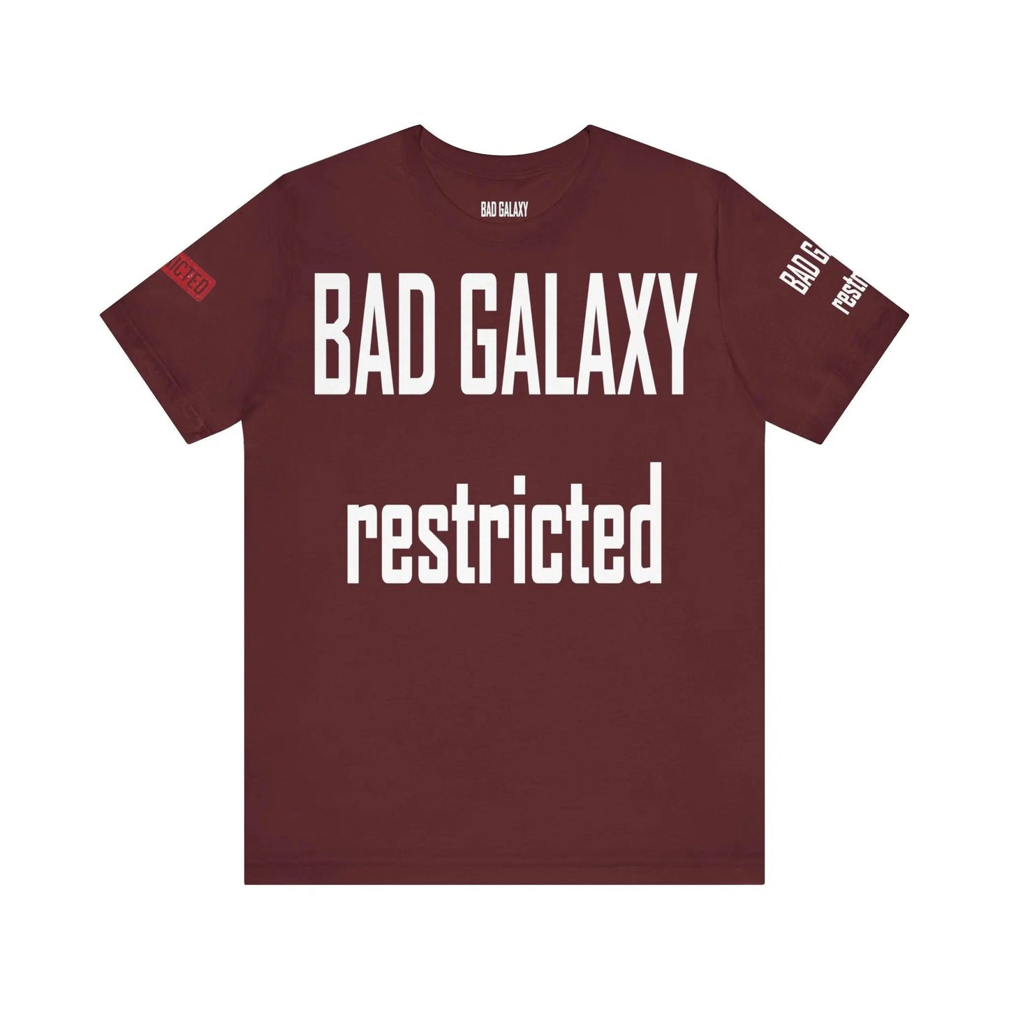 Bad Galaxy Tee Shirt With Red Stamp Made To Order Lightweight 100 Percent Cotton Free Shipping