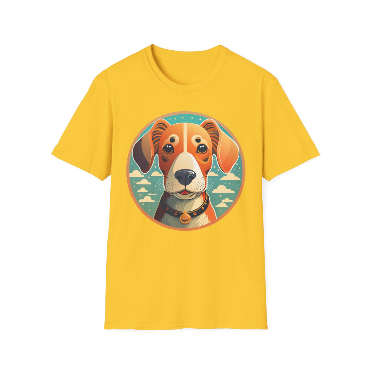 Beagle Portrait T-Shirt | Cute Dog Face Illustration, Retro Circle Pet Tee