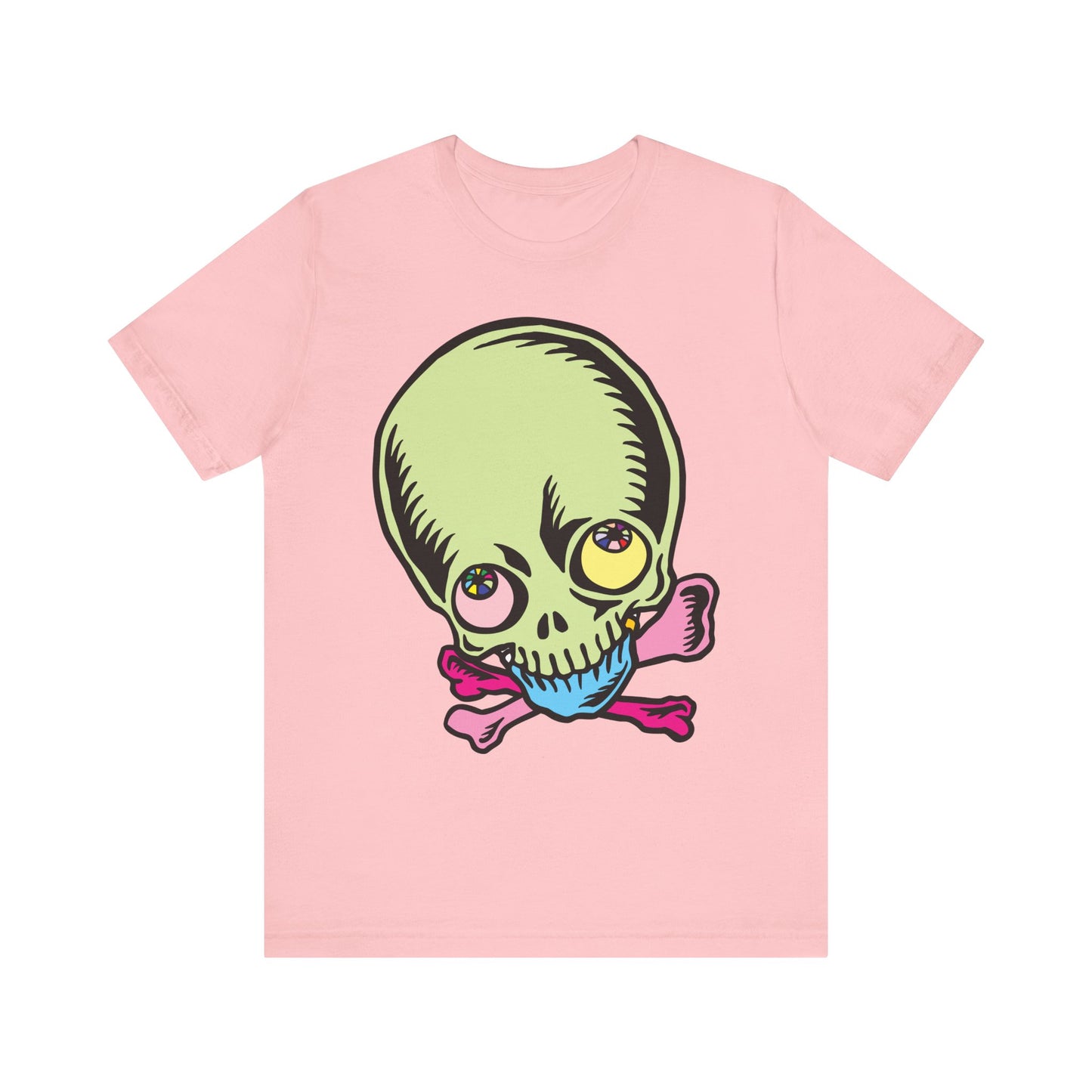 Lt Green Skull Graphic Design Tee, Skull Shirt, Vintage Tees, Art Design T-Shirt, Vintage Graphic Tee, Art Shirts with Skulls