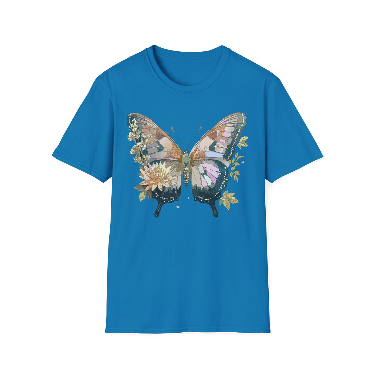 Butterfly Floral T-Shirt — Watercolor Garden Wings Graphic Design Unisex 100 Cotton Gildan T-Shirt