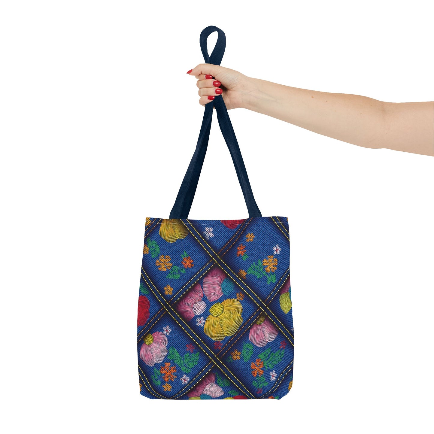 Denim Fabric Imitation Print Unisex Canvas Bag Poly Spun 3 Sizes Tote Bag 132