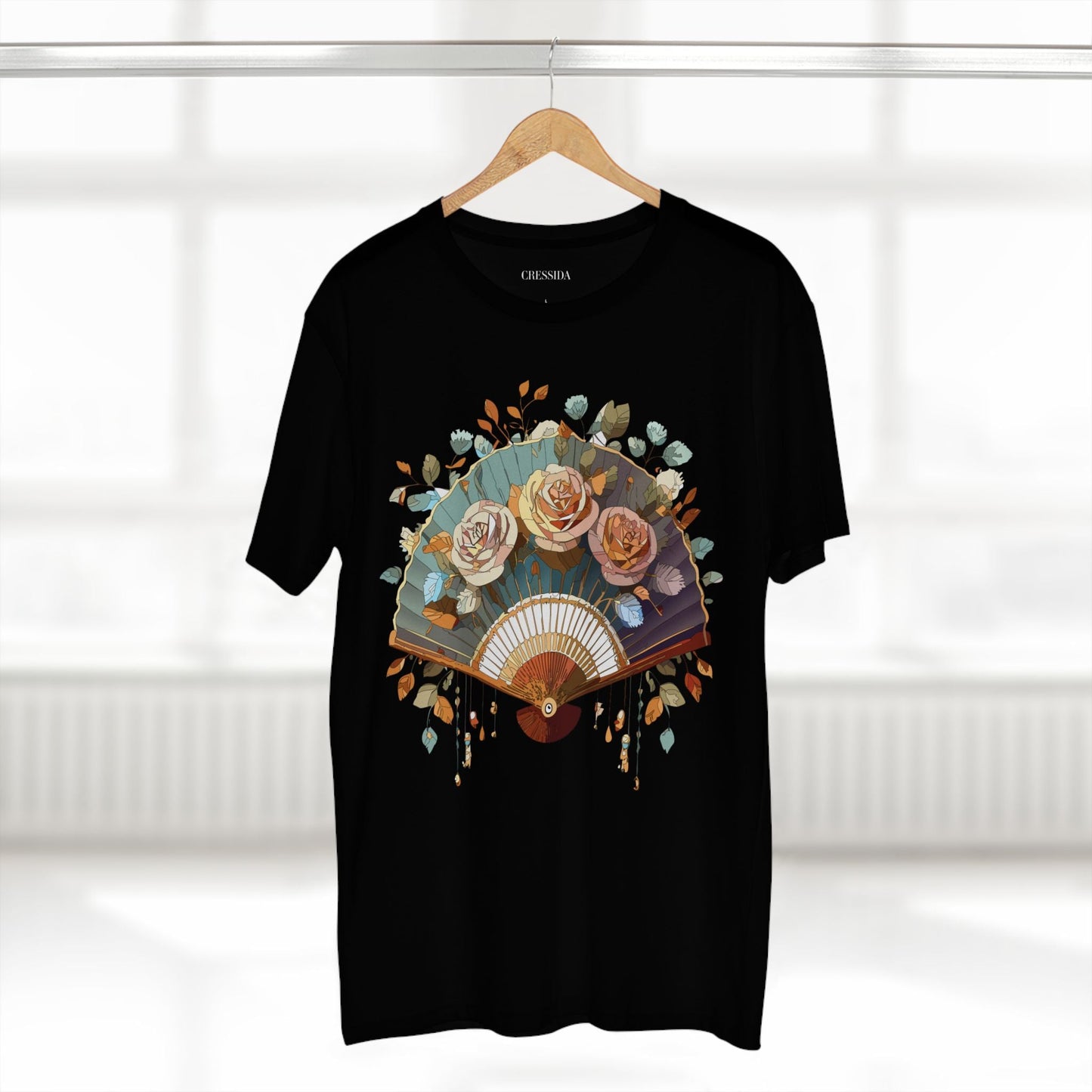 Antique Fan Graphic Design T-Shirt Unisex 100 Cotton Floral Carnival Artwork Tee 5