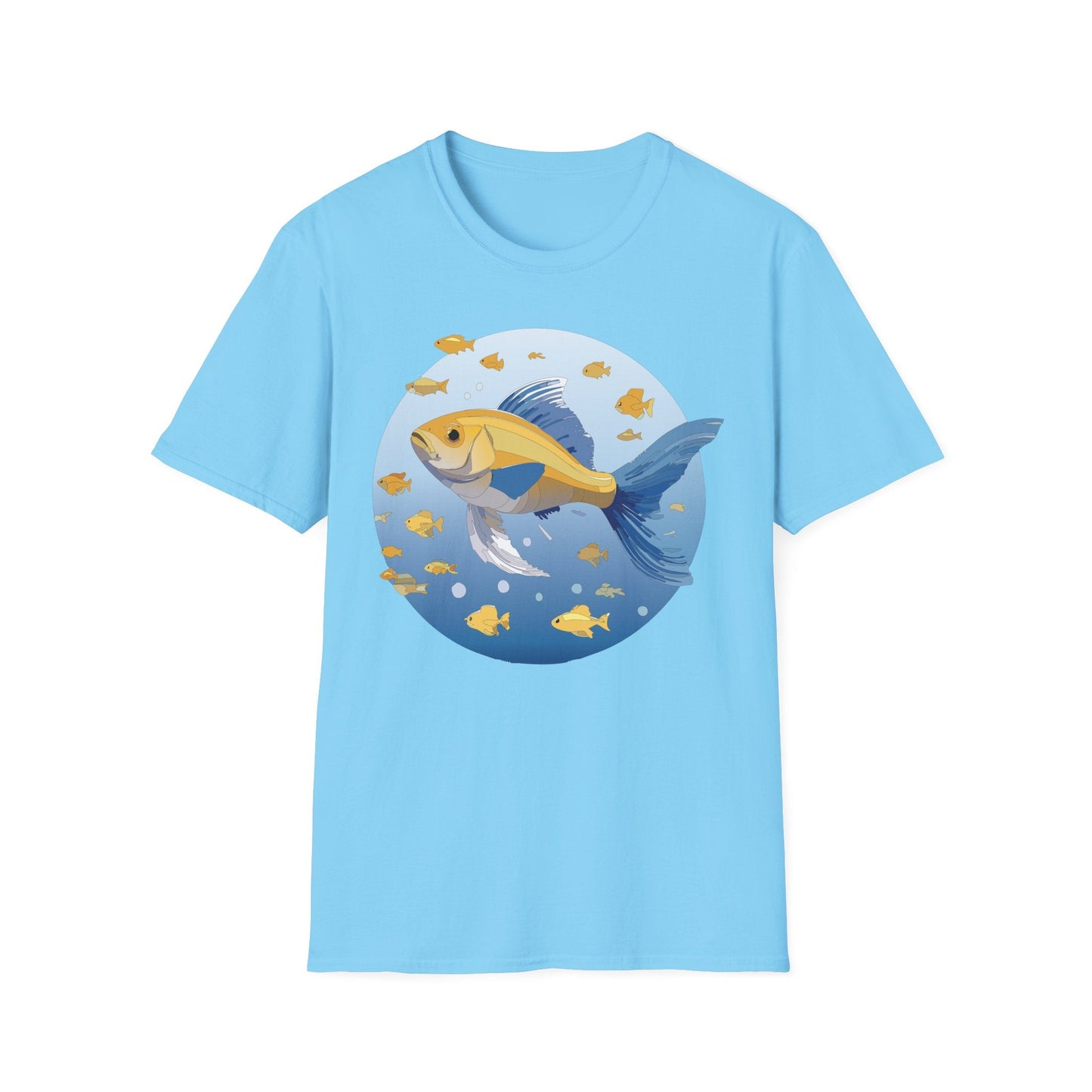 Fish Art Graphic Tee Shirt For Men And Women Unisex Cotton Softstyle Tee With Fish Artwork Design