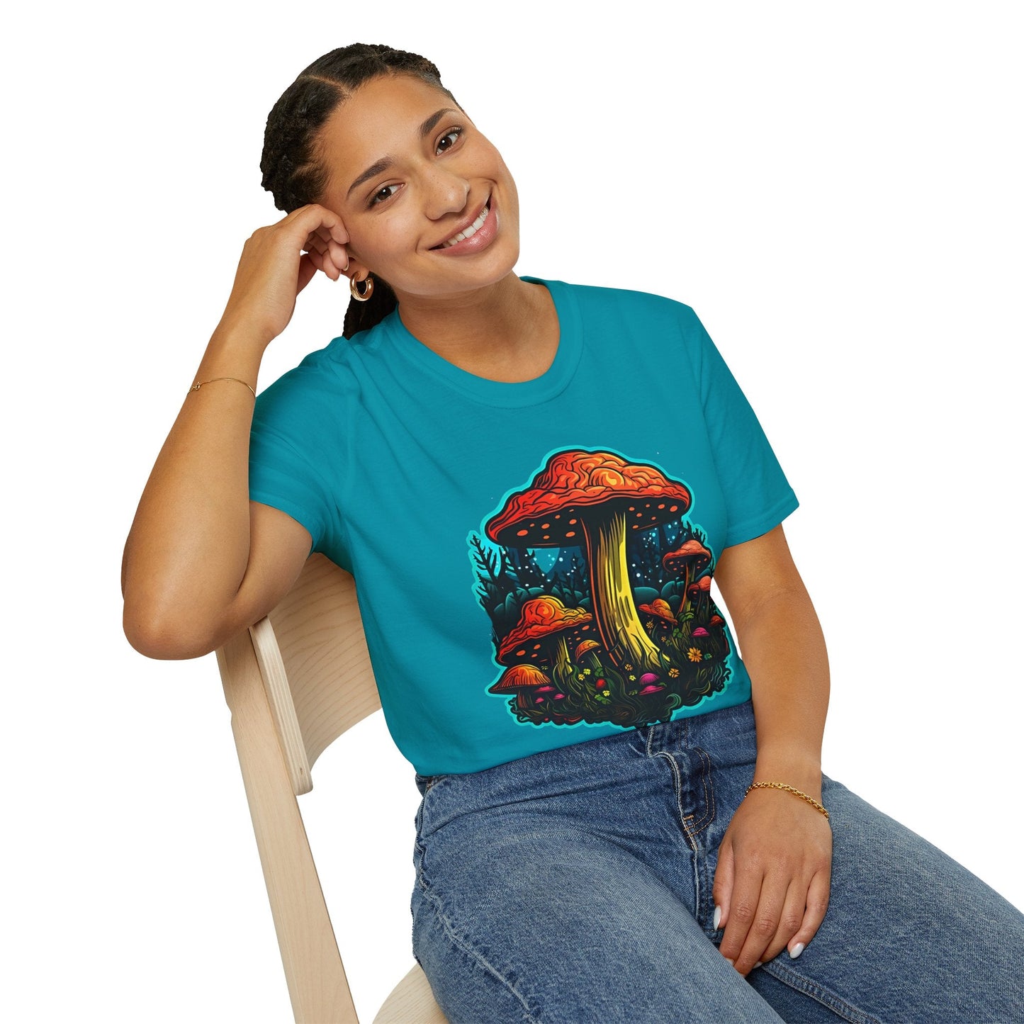 Funny Mashroom Graphic Unisex Softstyle Cotton With Cartoon Illustration Design 22