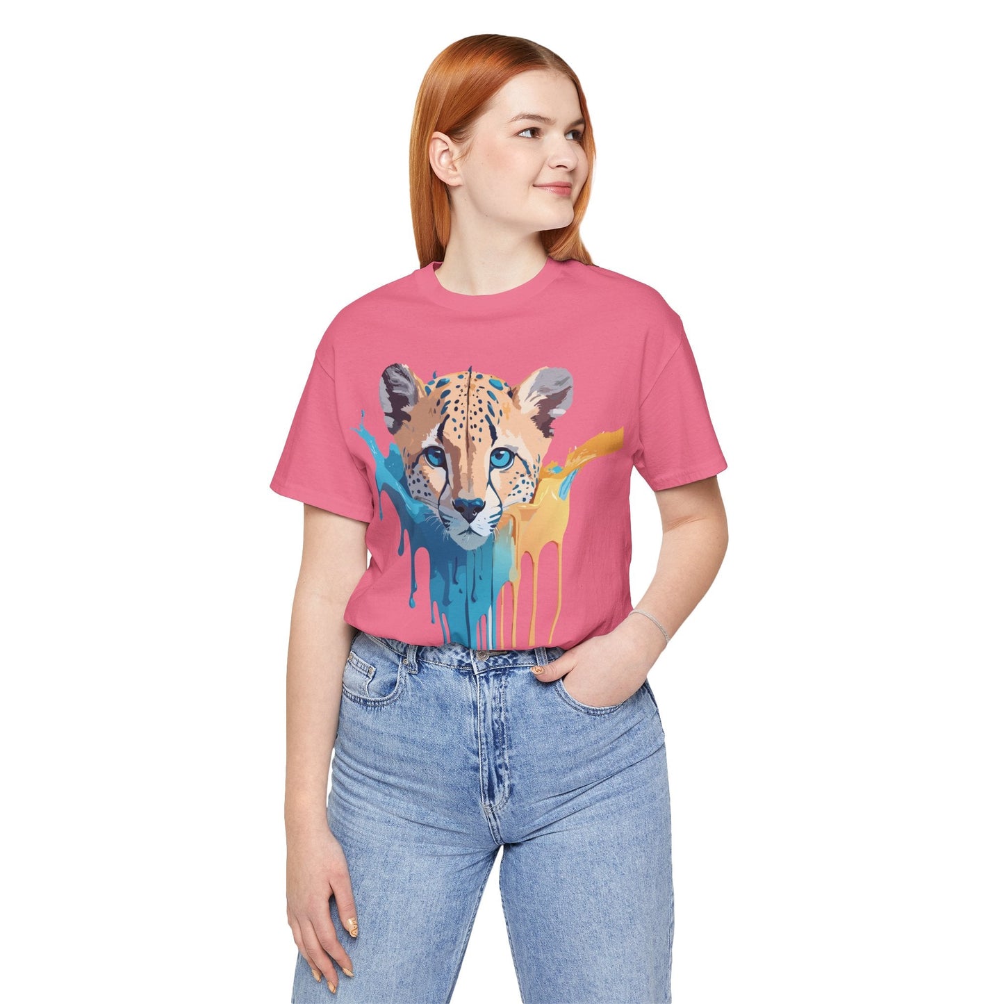 Adelpha Cheetah Graphic Jersey Tee Unisex Short Sleeve Art Design