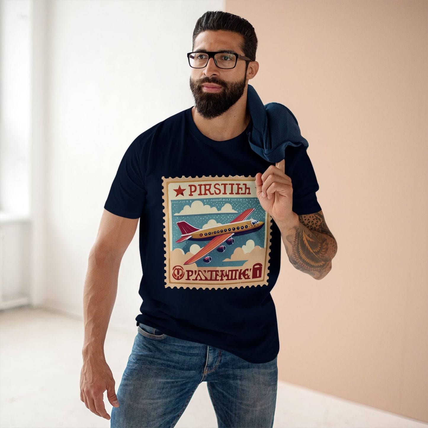 Postage Stamp Shirt Unisex Premium Cotton Tee PS44 Original Art Design Retro Collection