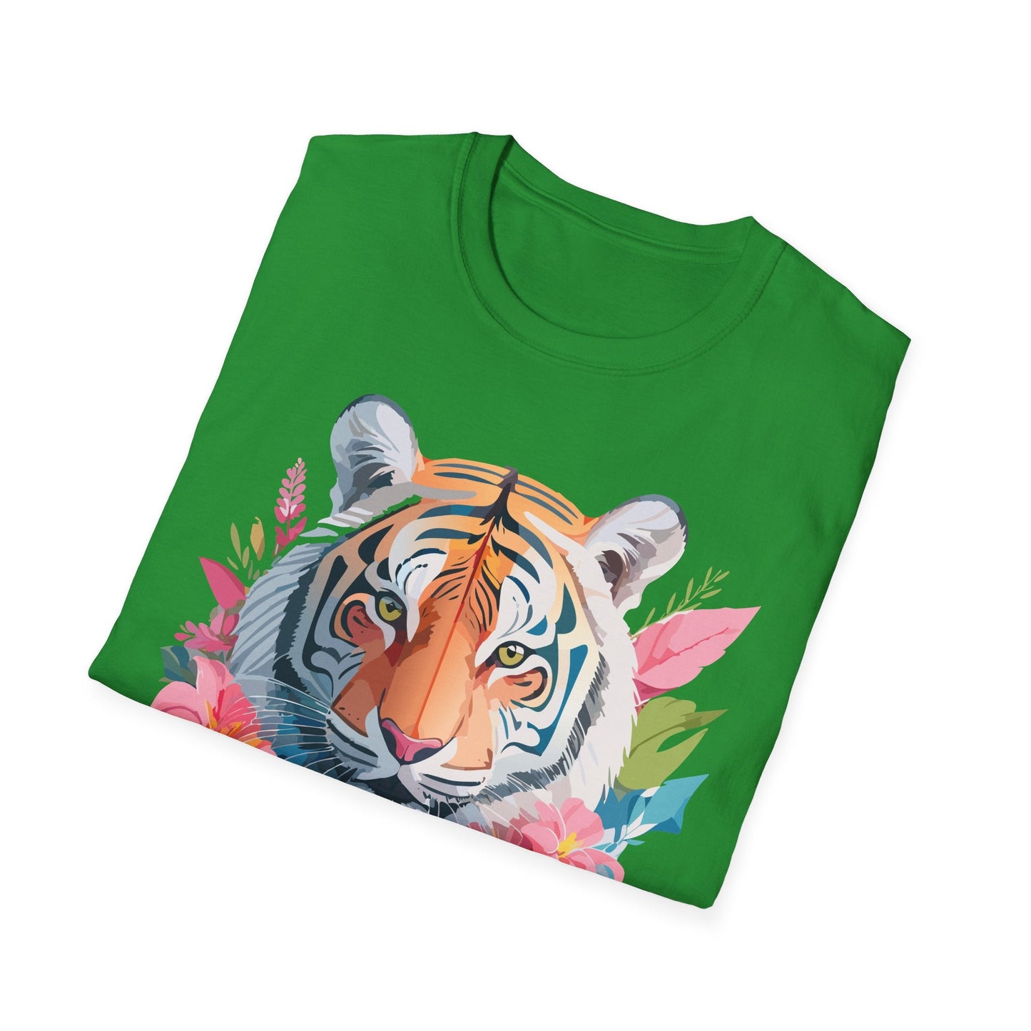 Tiger Print Unisex Softstyle T Shirt Short Sleeve Gildan 64000 Tee