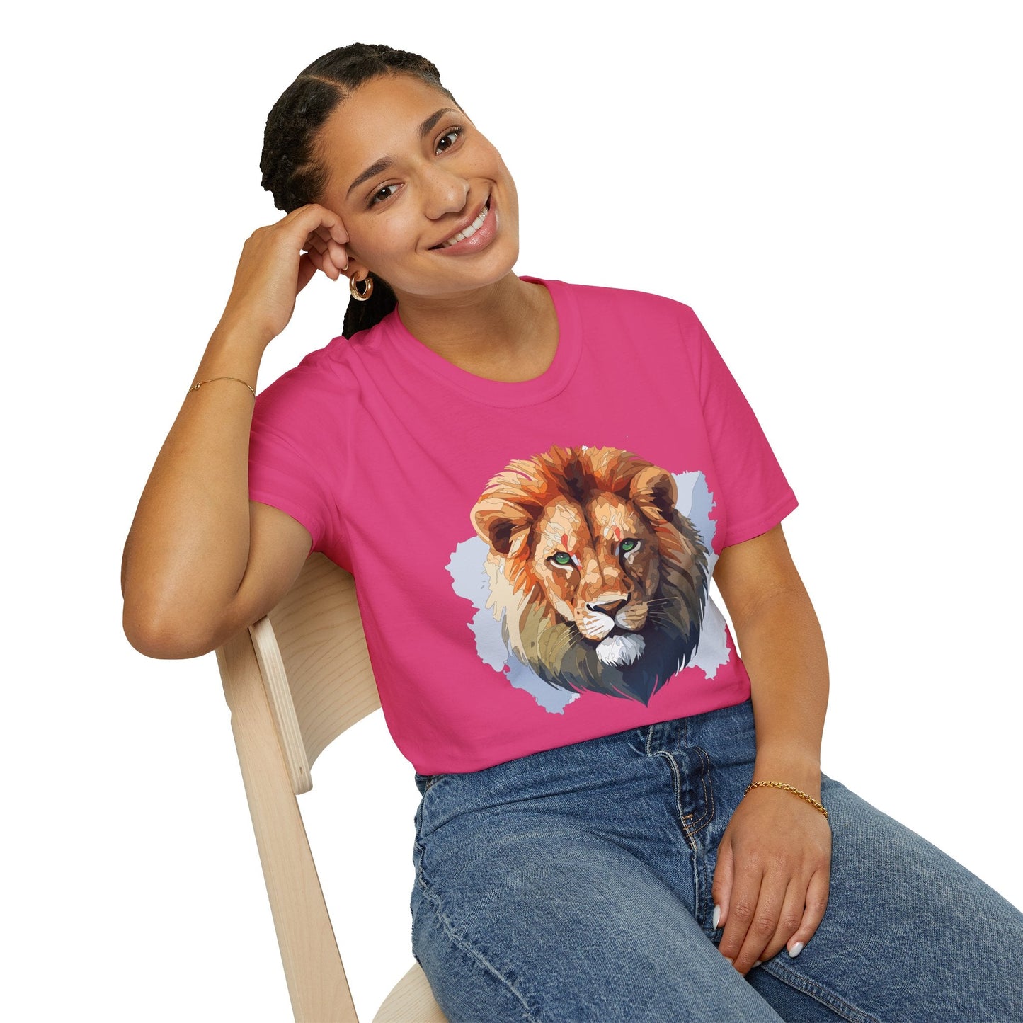 Lion Shirt Unisex Animal Tee Softstyle Gildan 64000 100 Percent Ring Spun Cotton