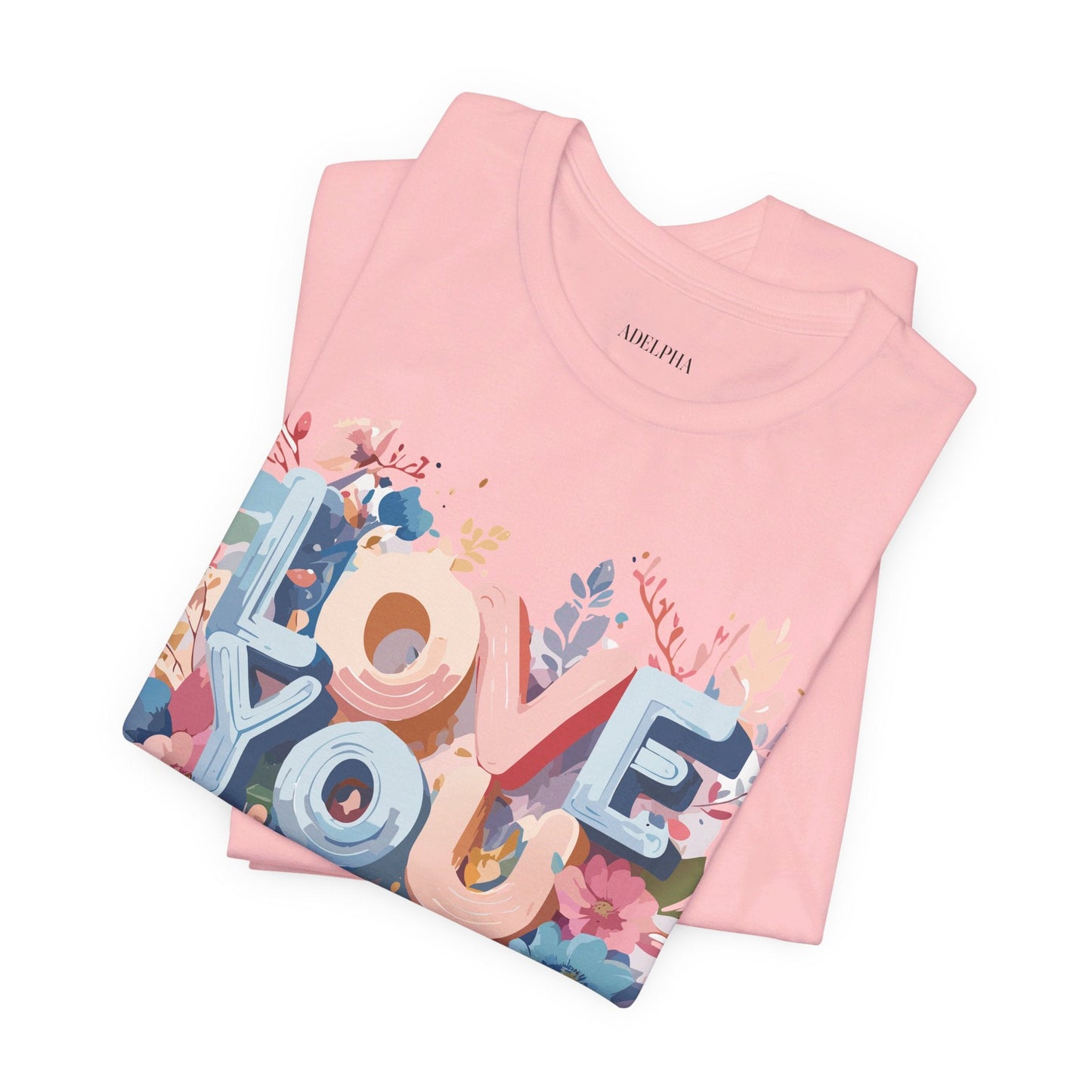 Valentine Day Graphic Unisex 100 Cotton Vintage Artwork with Love and Flower Design Tee 41