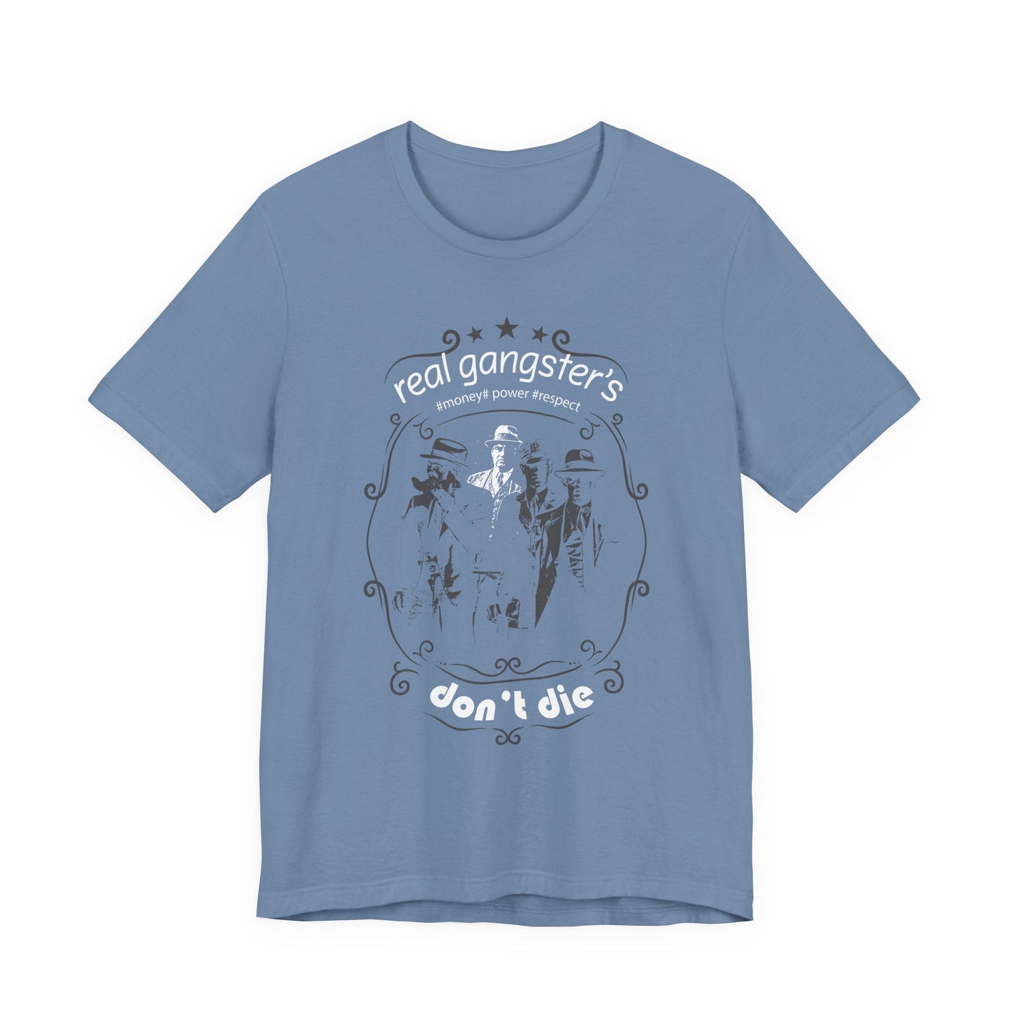Real Gangsters Don't Die T-Shirt Vintage Outlaw Illustration Retro Biker Tee A-3