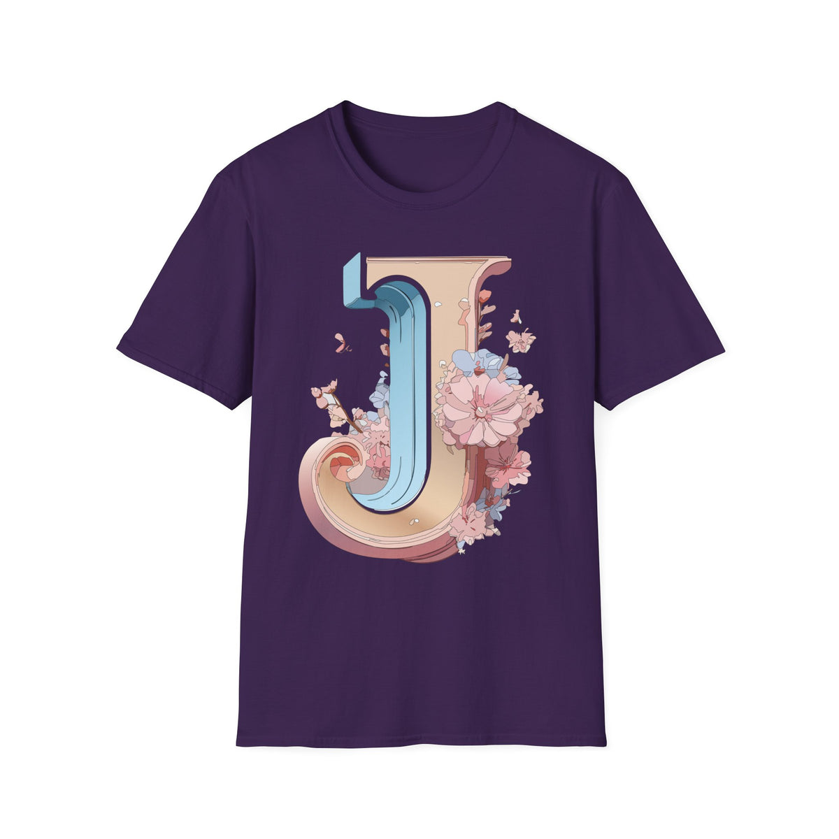 Floral Letter J T-Shirt | Botanical Monogram Tee