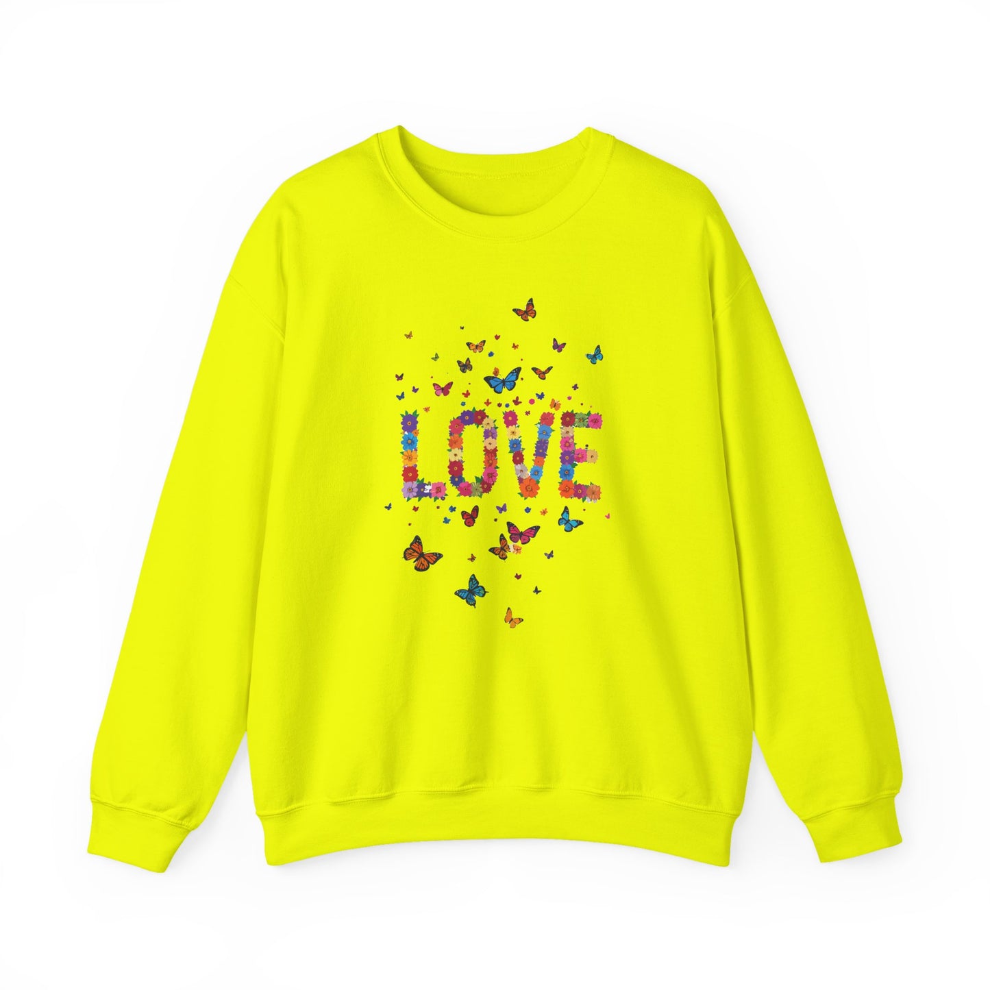 Unisex Floral Love Sweatshirt, Love Floral Sweatshirt, Floral Butterfly Sweatshirt, 50/50 Cotton-Poly Valentine's Day Sweatshirt 06
