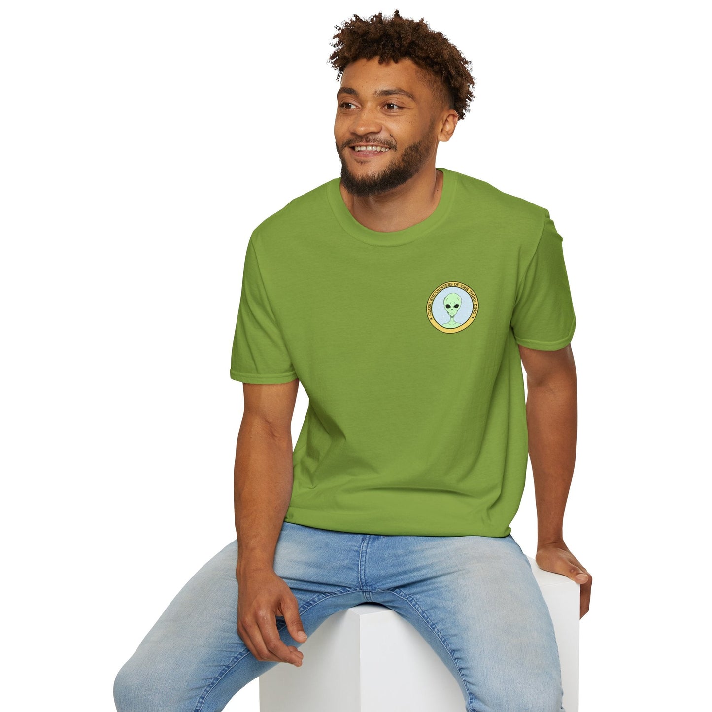Alien Badge TShirt  Small Chest Logo I Believe Retro Space Tee