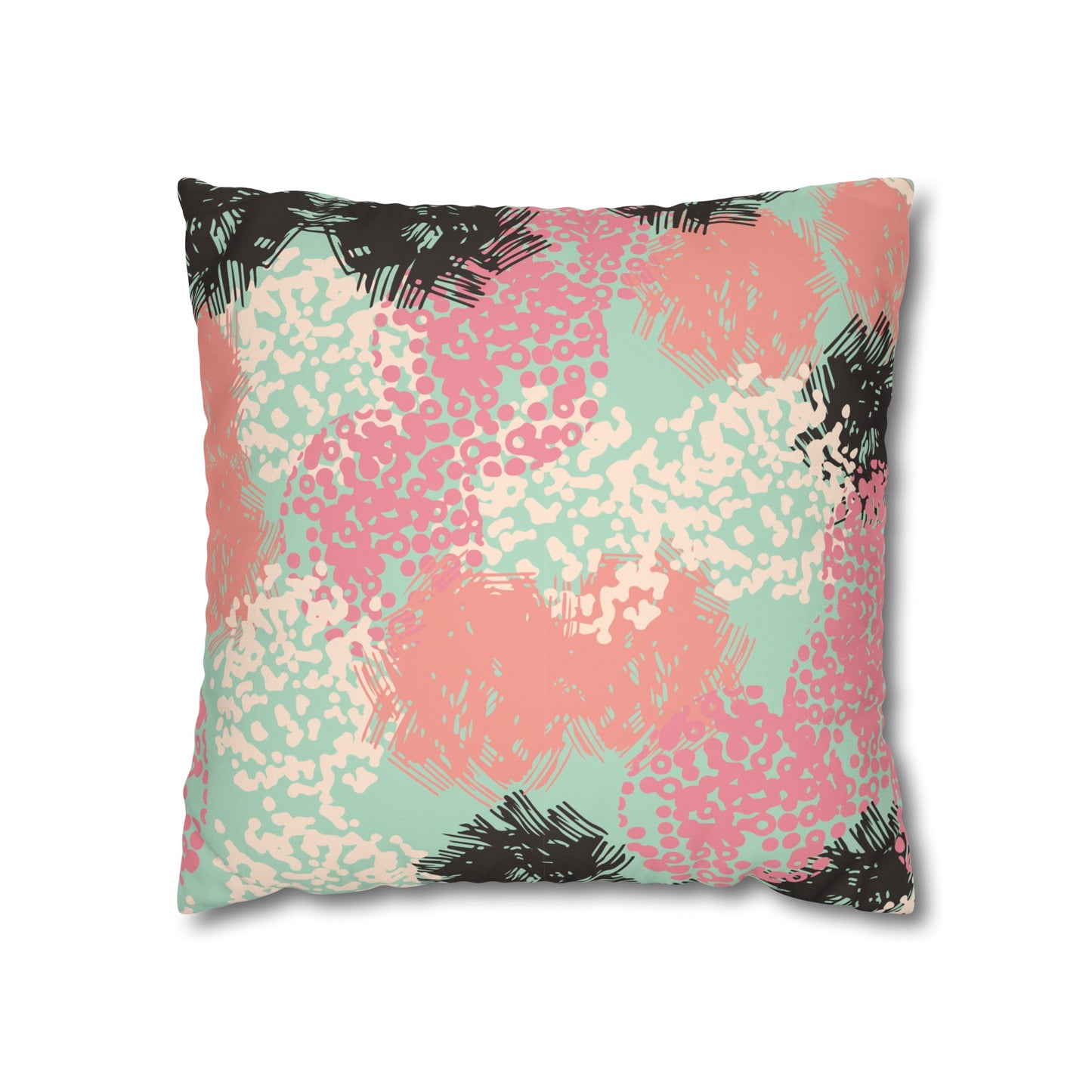 Faux Suede Pillowcase with Abstract print