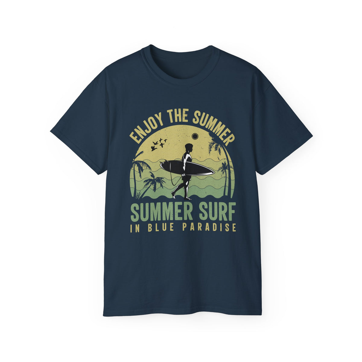 Summer Surf Design Graphic Tee Gildan Unisex 100 Cotton Tee Shirt -SD-7