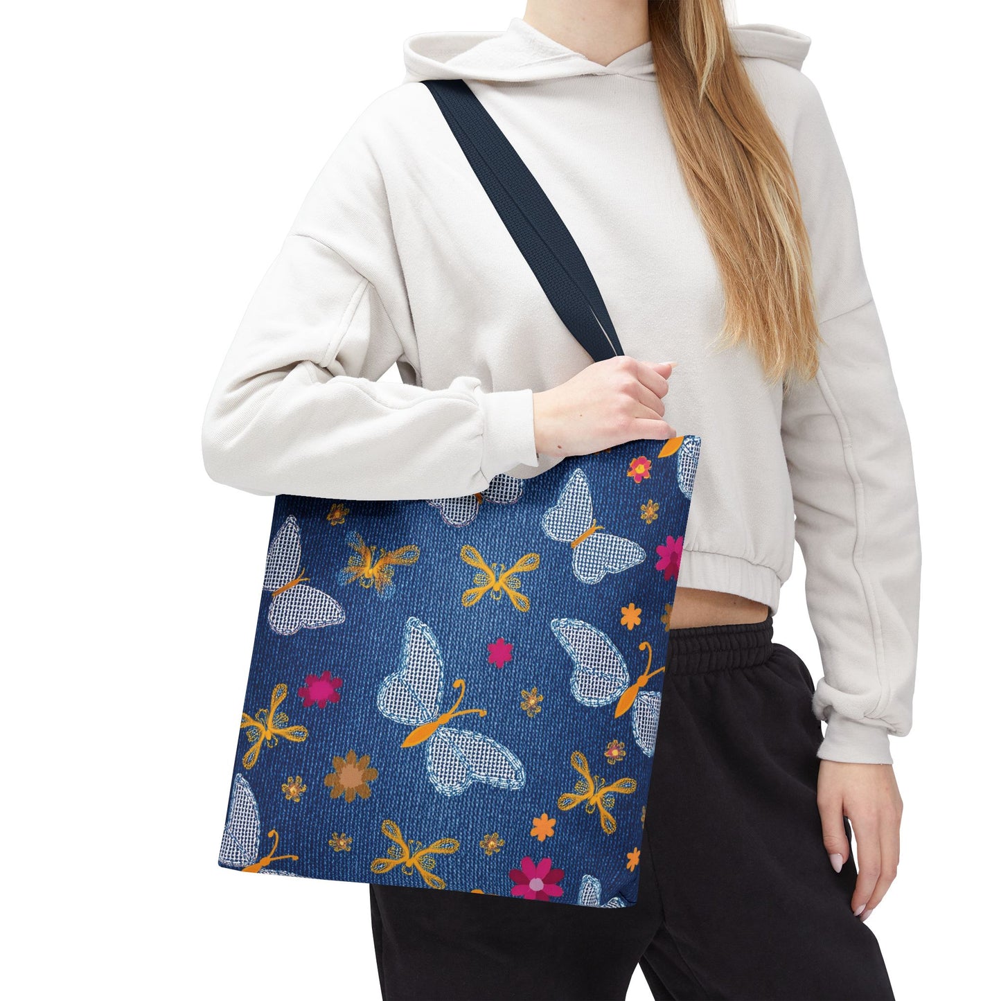 Denim Fabric Imitation Print Unisex Canvas Bag Poly Spun 3 Sizes Tote Bag 170
