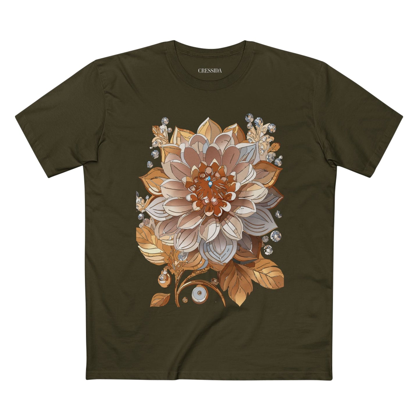 Floral Graphic T-Shirt Unisex 100 Cotton Art Design with Antique Flowers Tee 1
