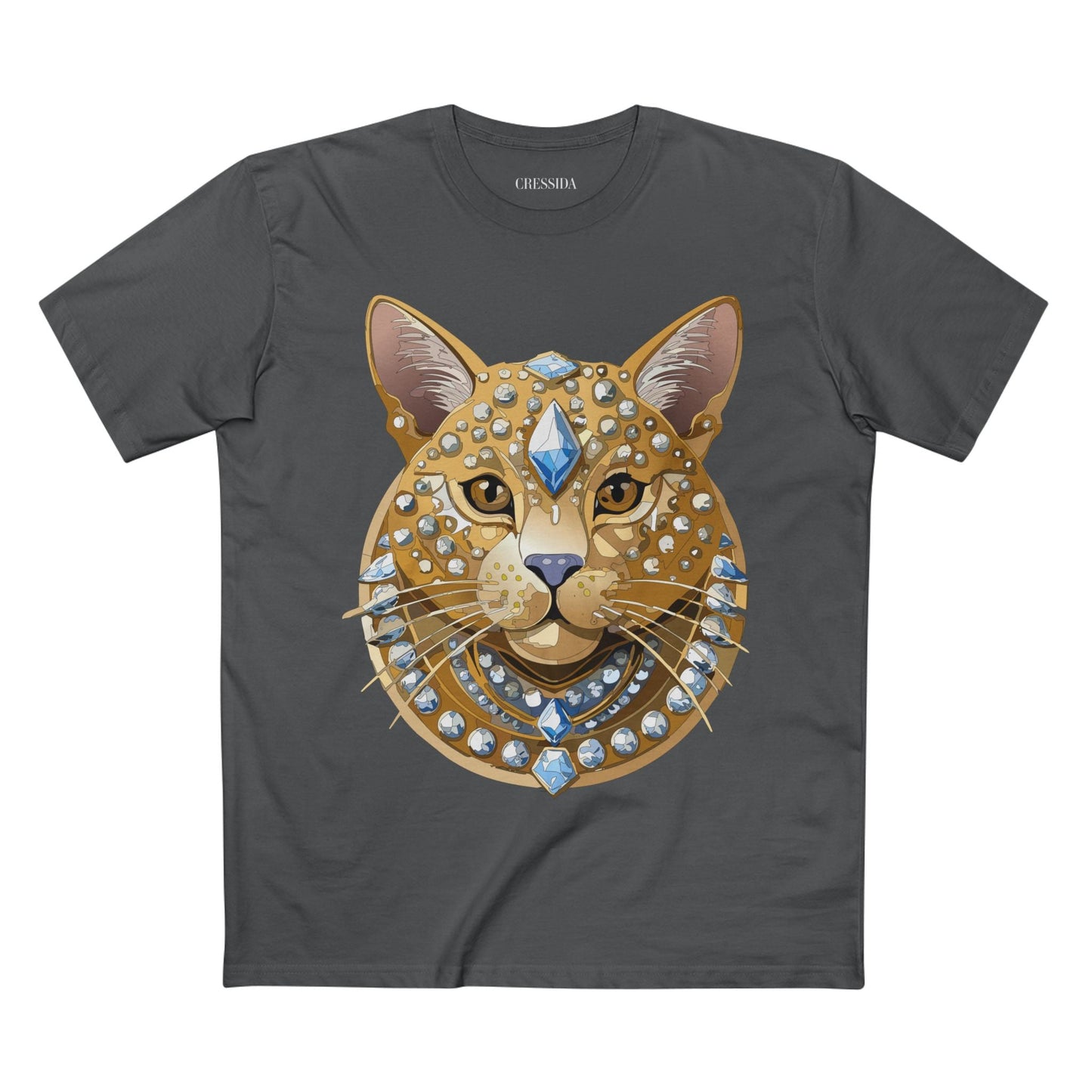 Cat Graphic Unisex 100 Cotton Tee With Unique Animal Golden Medallion Art Design 11